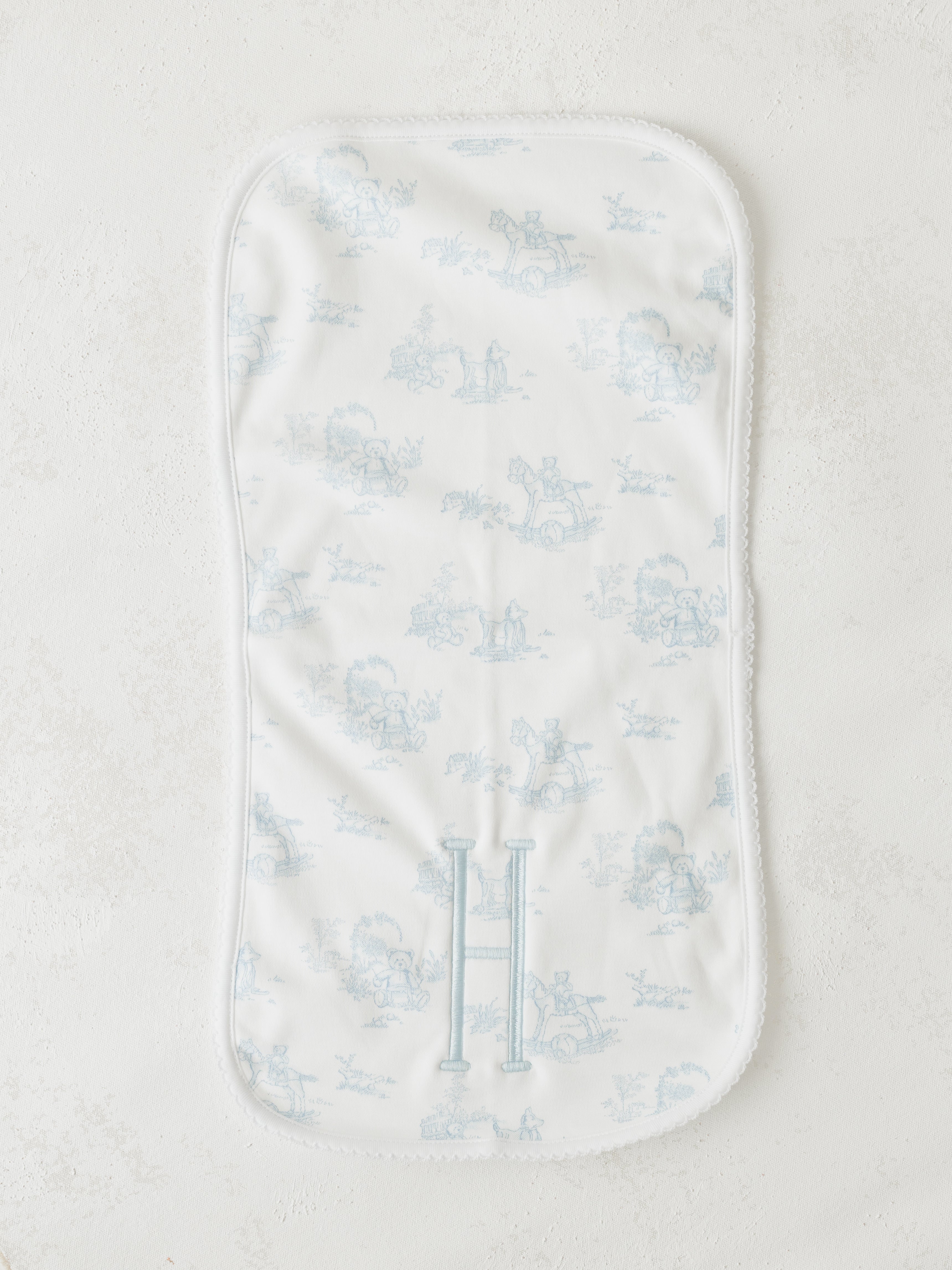 Nella Pima Blue Toile Burp Cloth