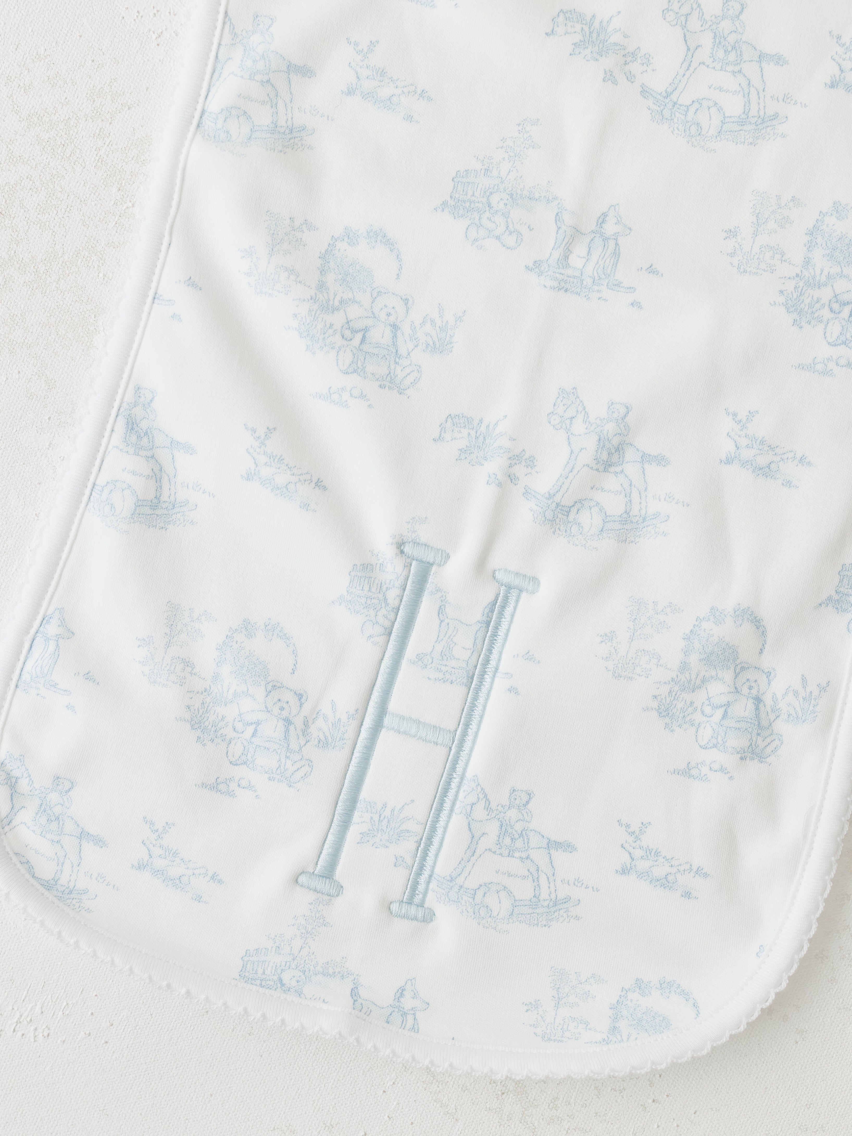 Nella Pima Blue Toile Burp Cloth