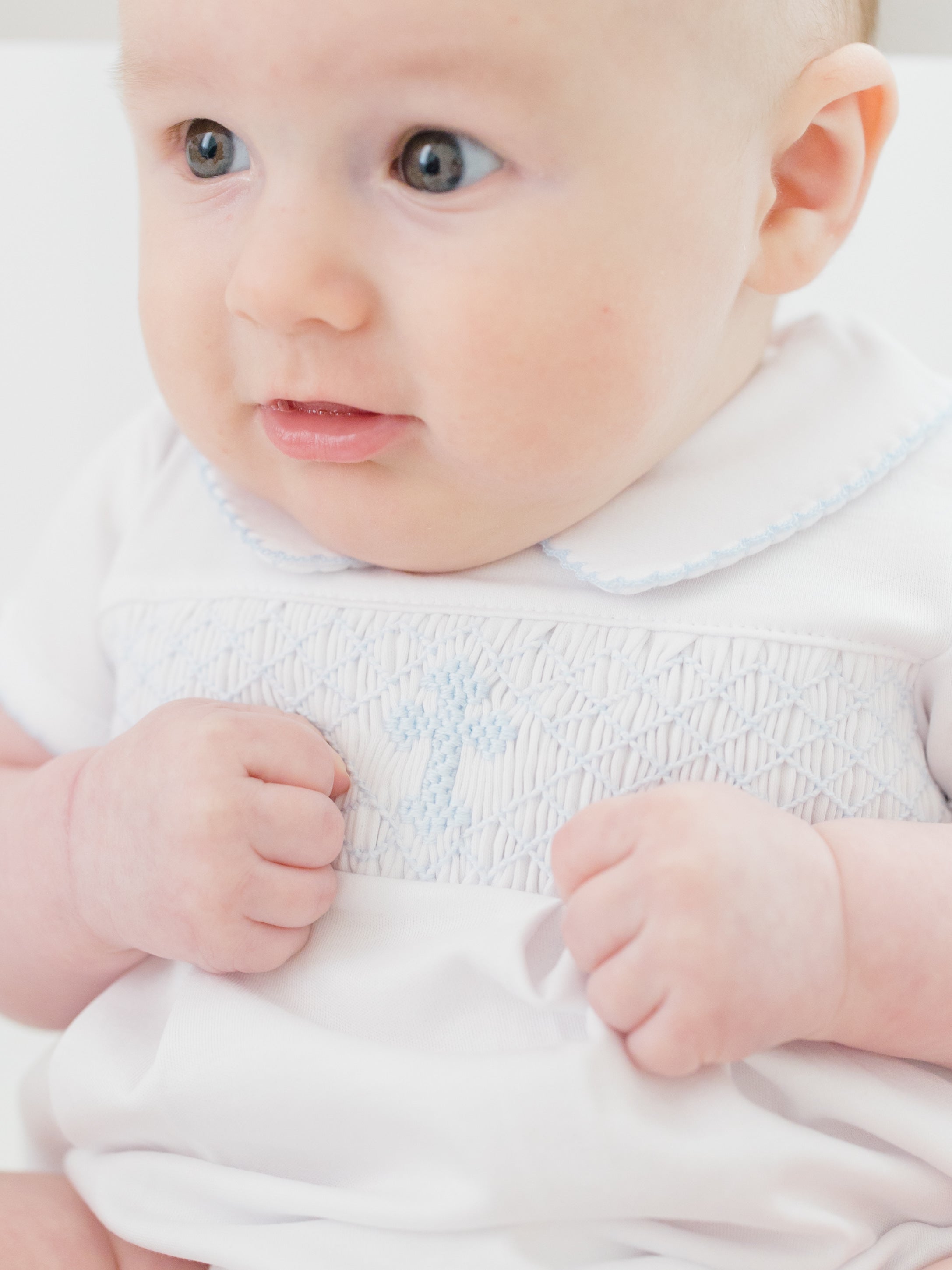 Blue Blessed Smocked Bubble