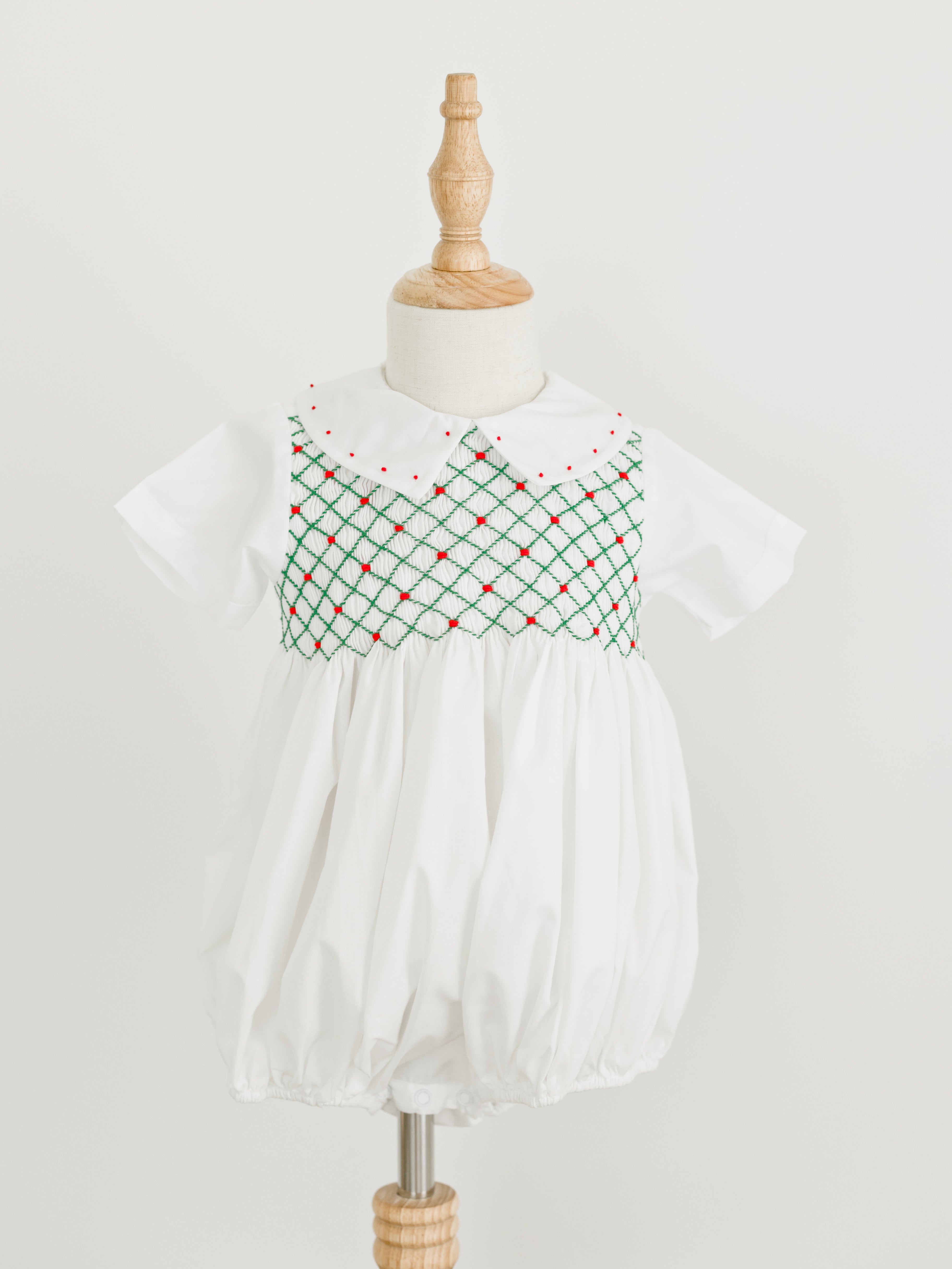 Channing Boy Bubble- Red & Green Christmas Smocked