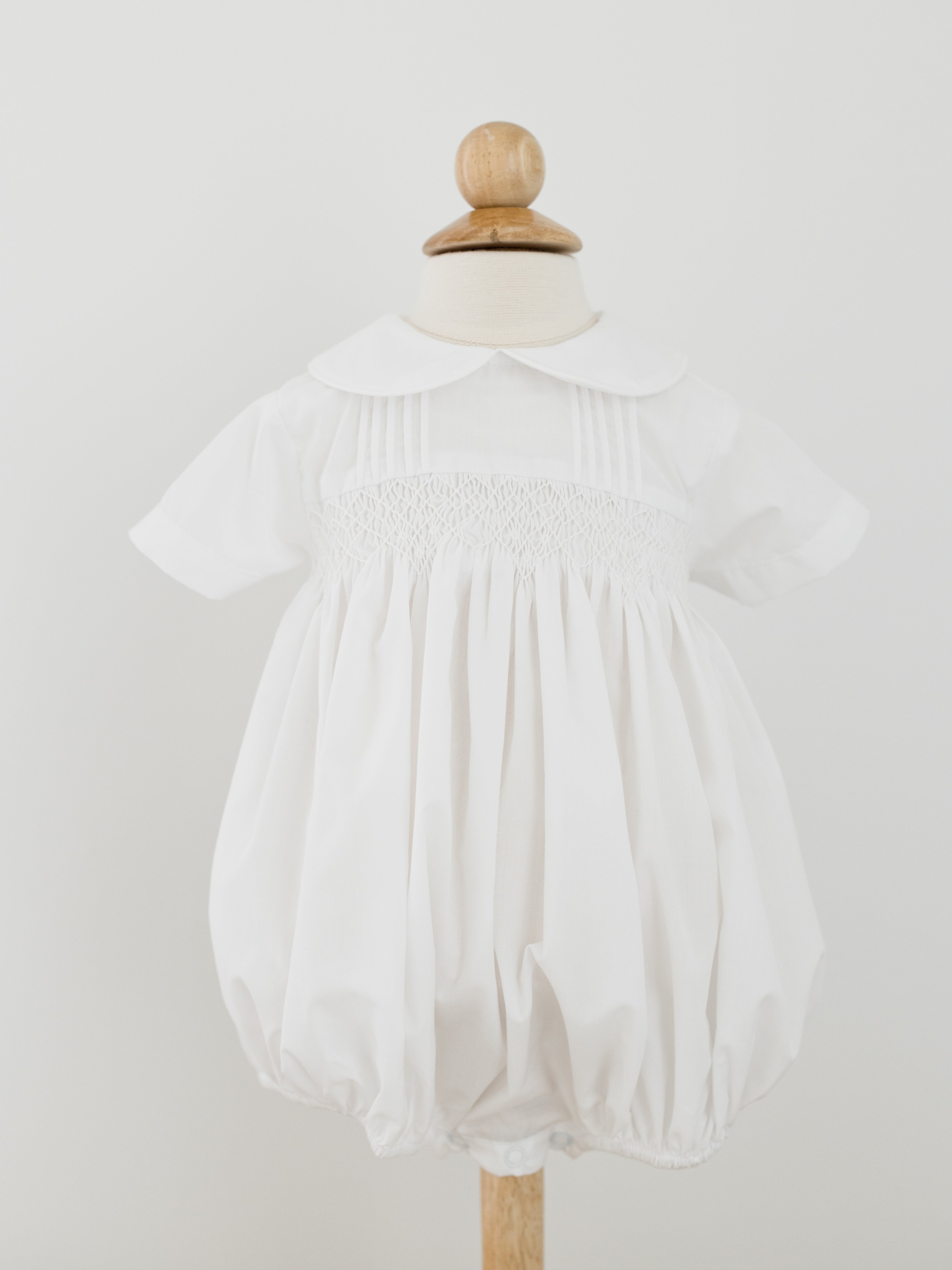 Finley Boy Bubble - All White Smocked