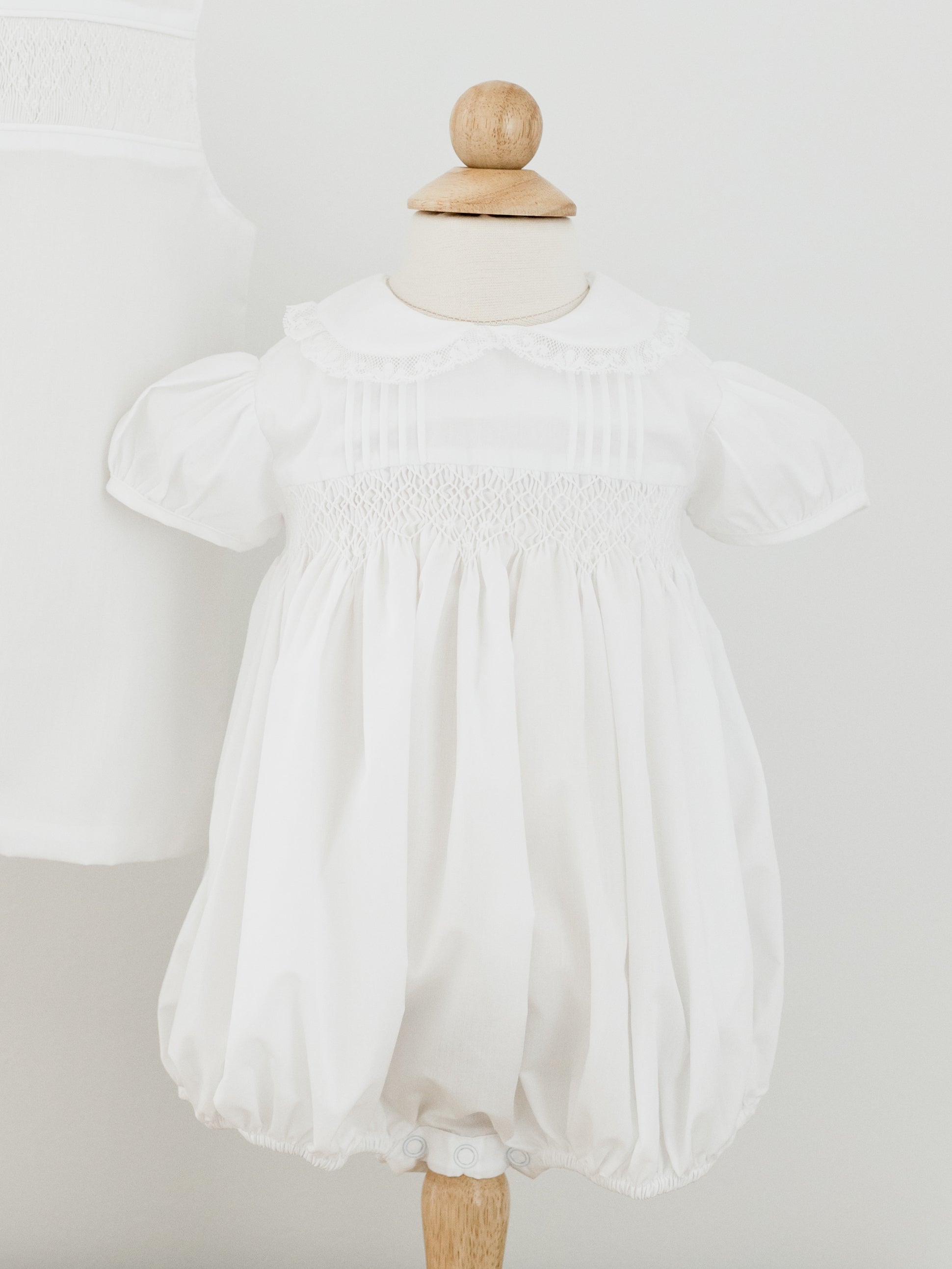 Finley Girl Bubble - All White Smocked