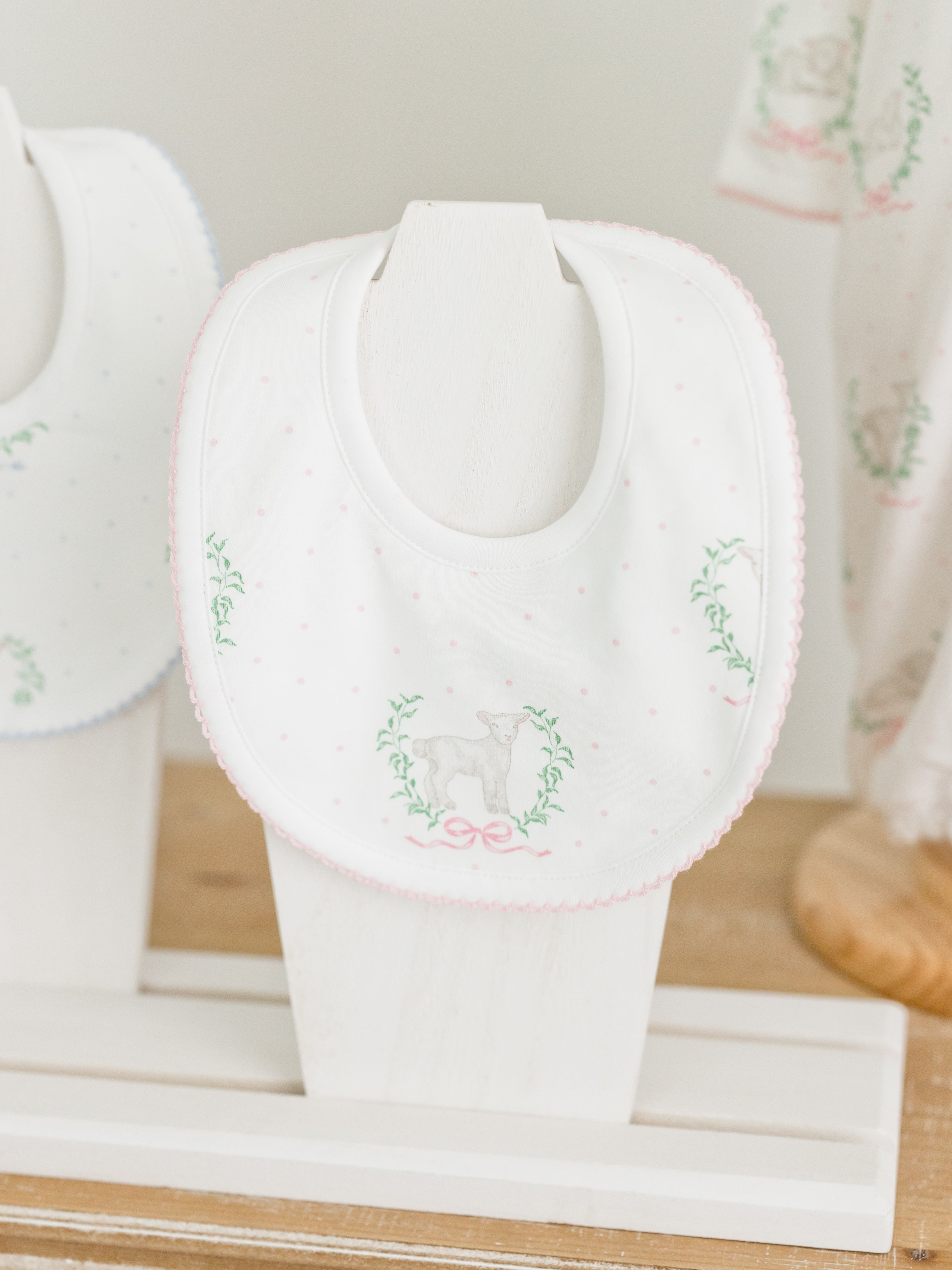 Pink Lamb Print Bib