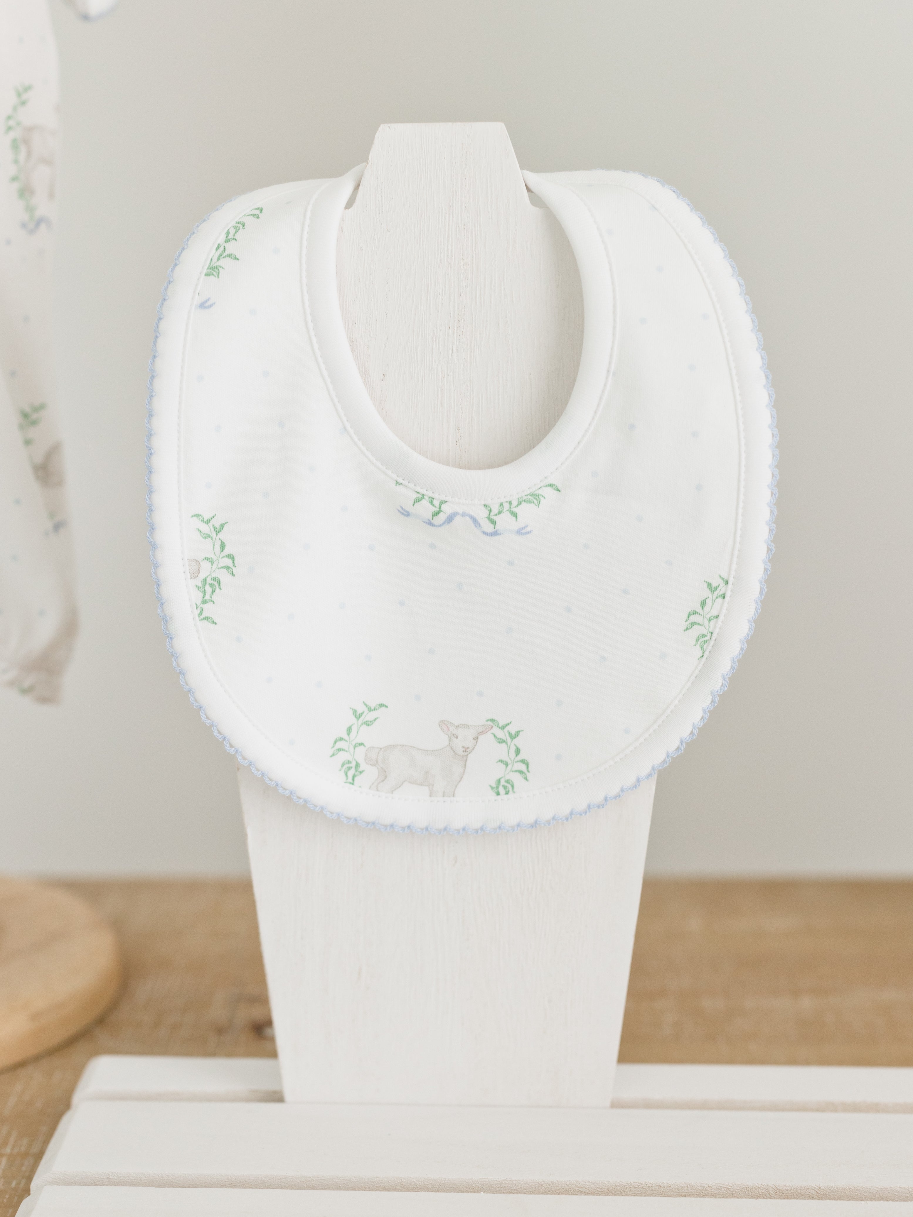 Blue Lamb Print Bib
