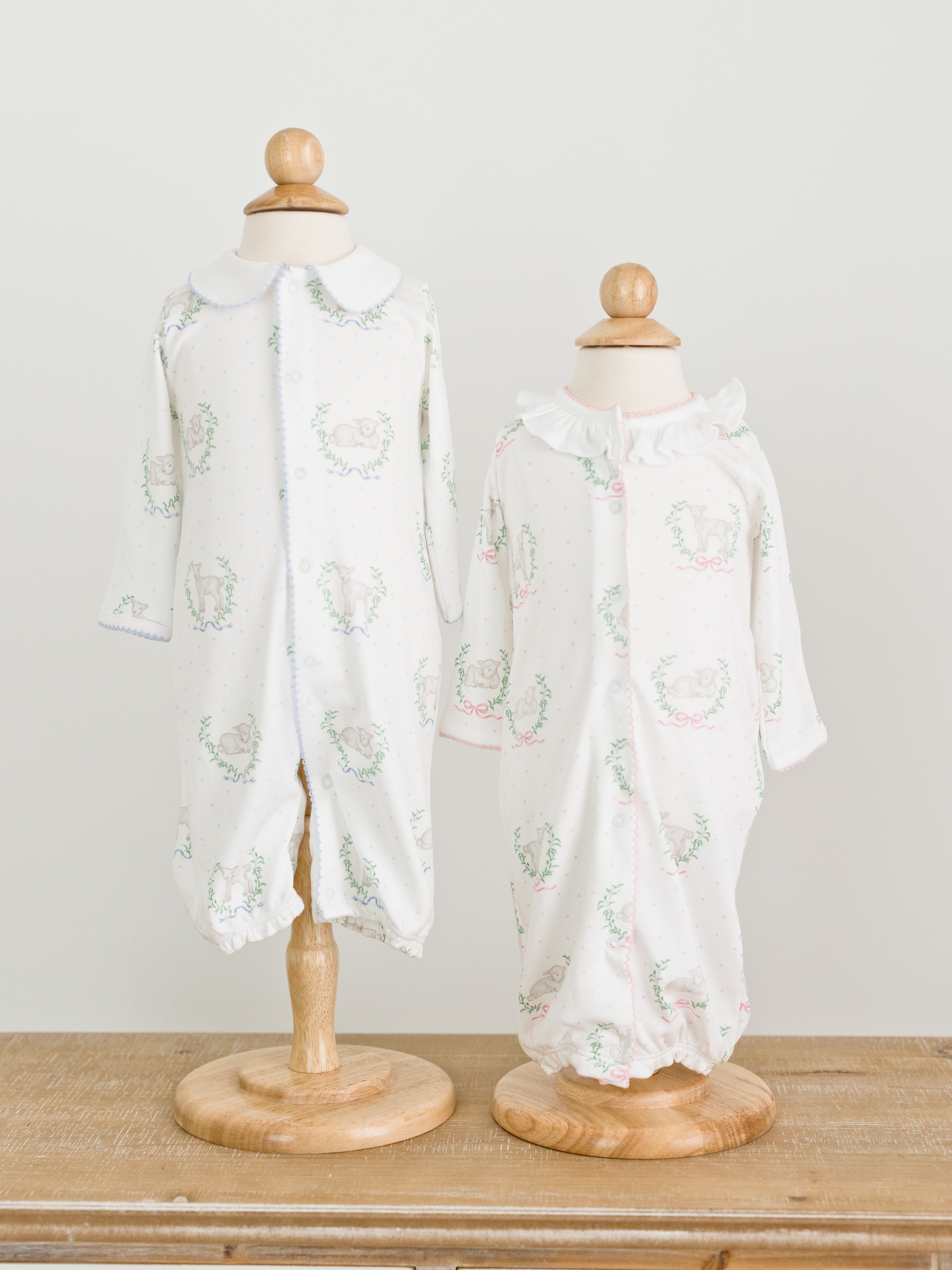 Blue Lamb Print Converter Gown