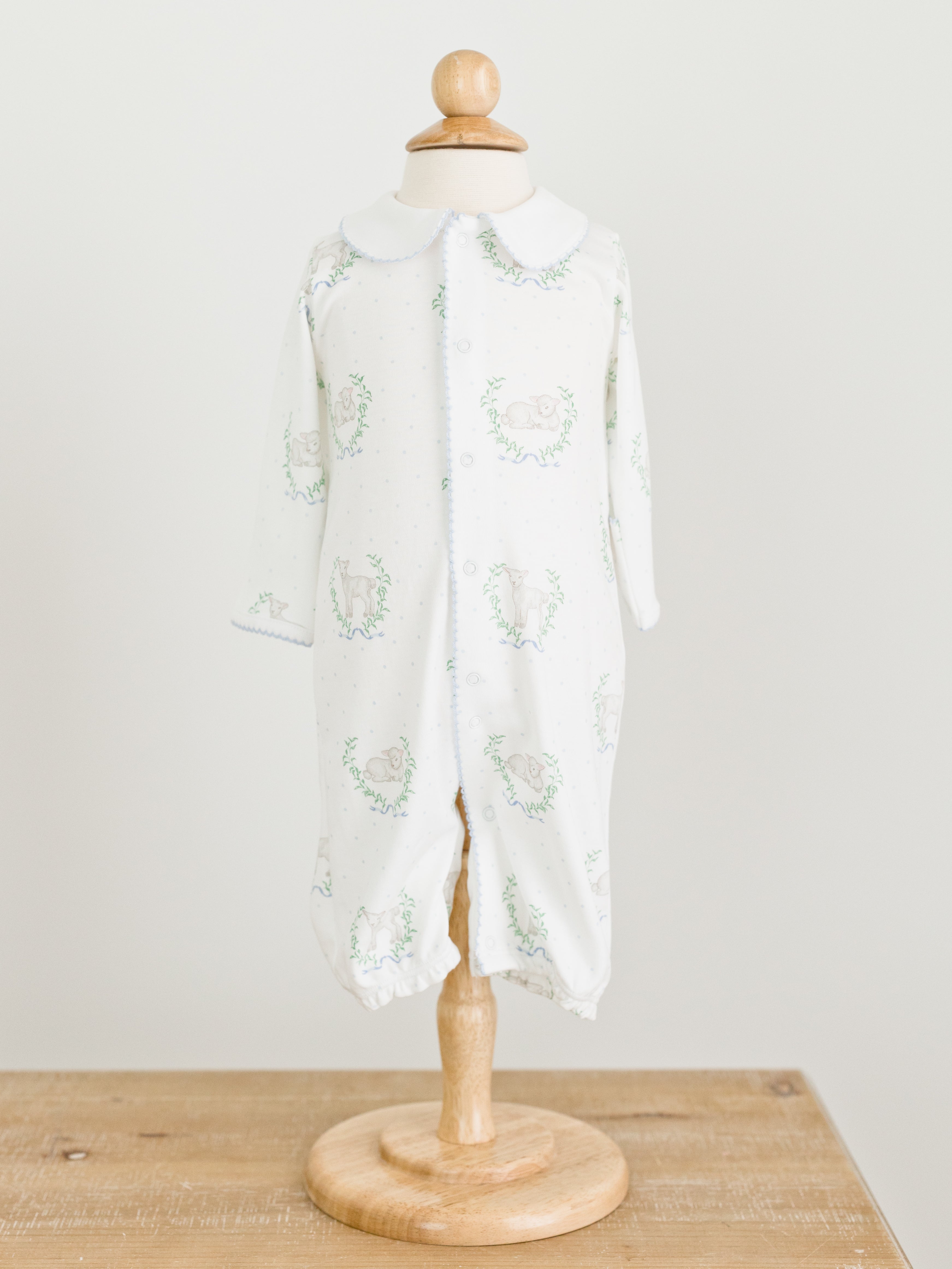 Blue Lamb Print Converter Gown