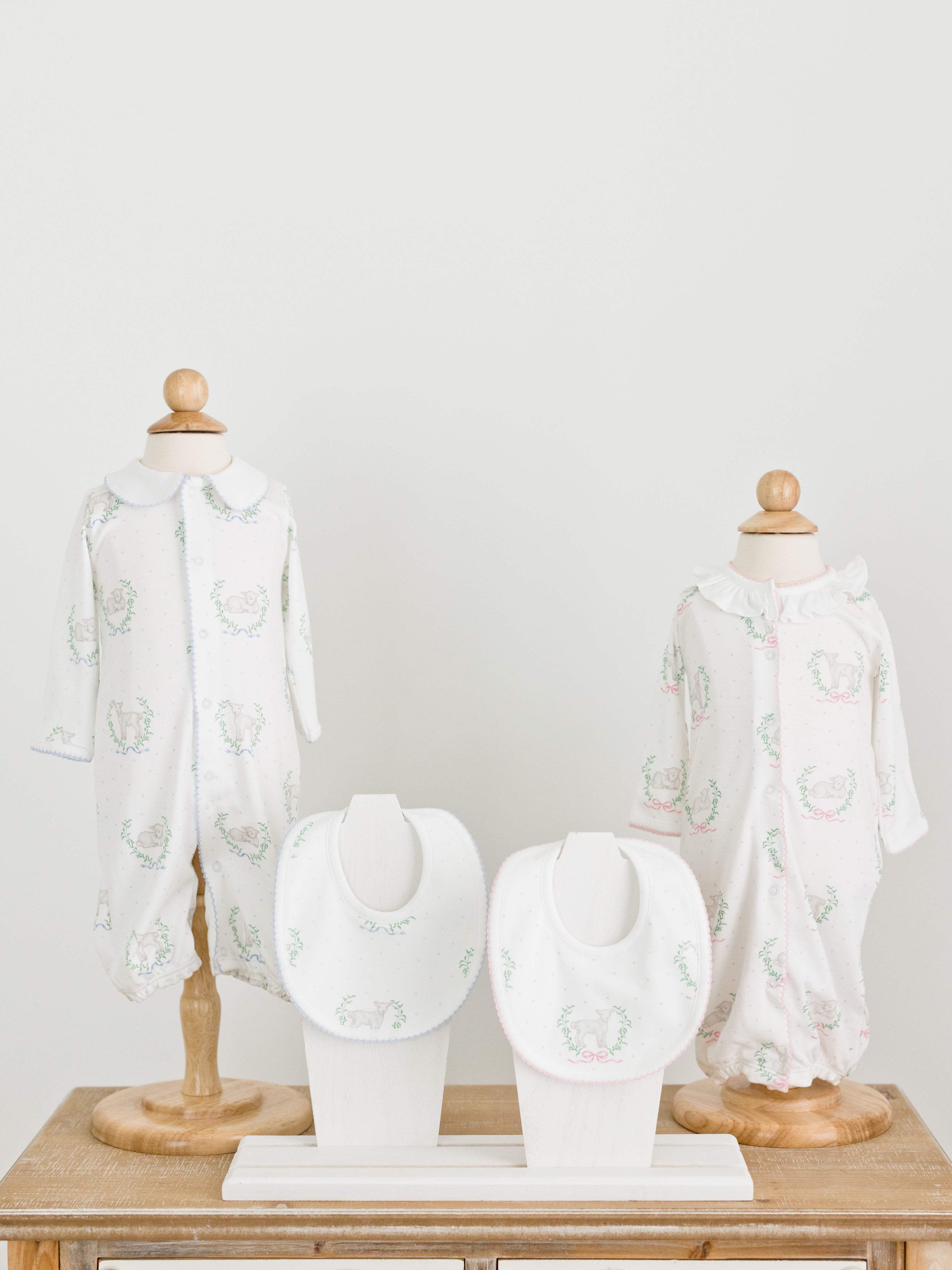 Blue Lamb Print Bib
