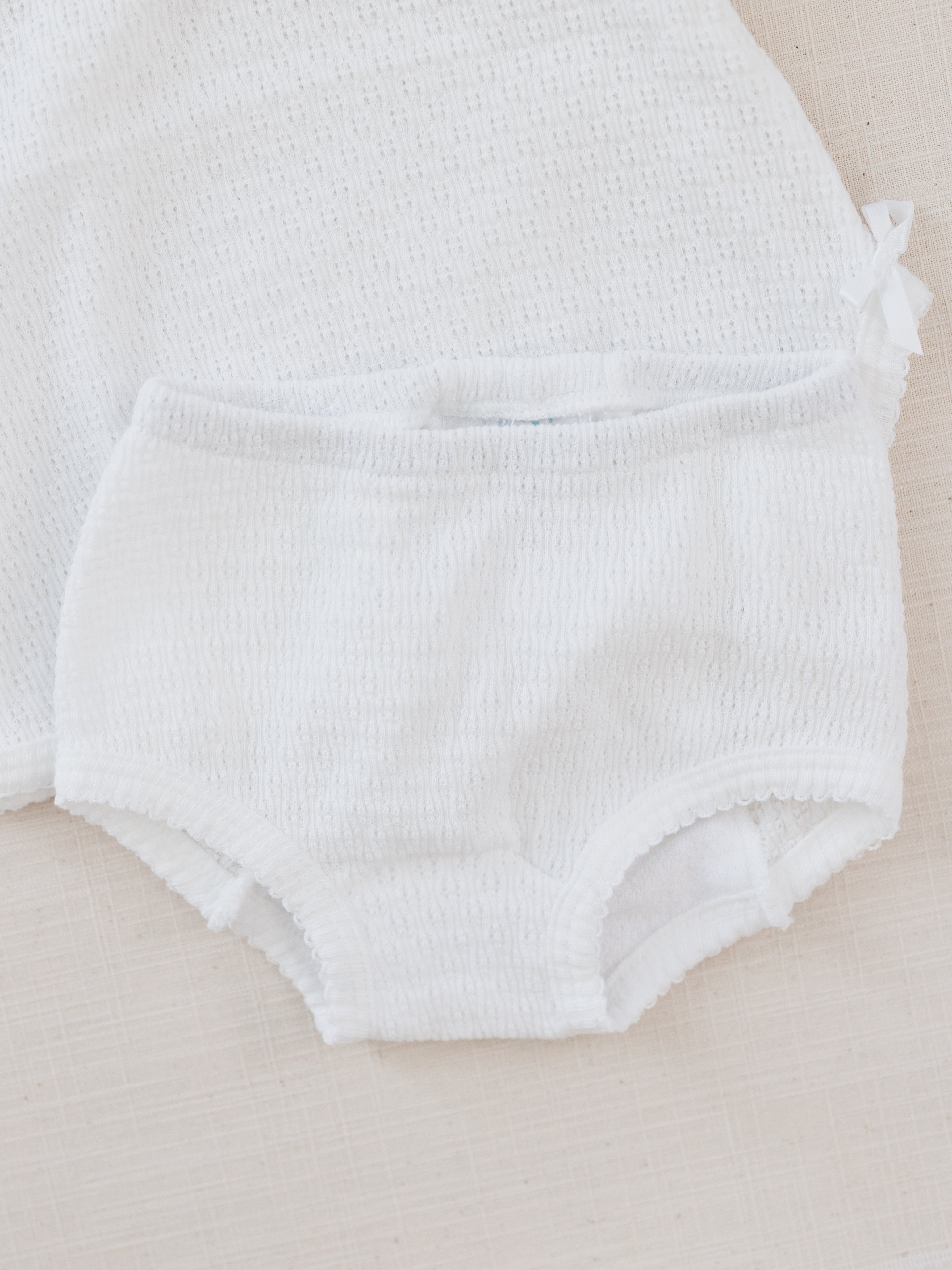 2 PC Set, Sleeveless Top w/ Diaper Cover - White