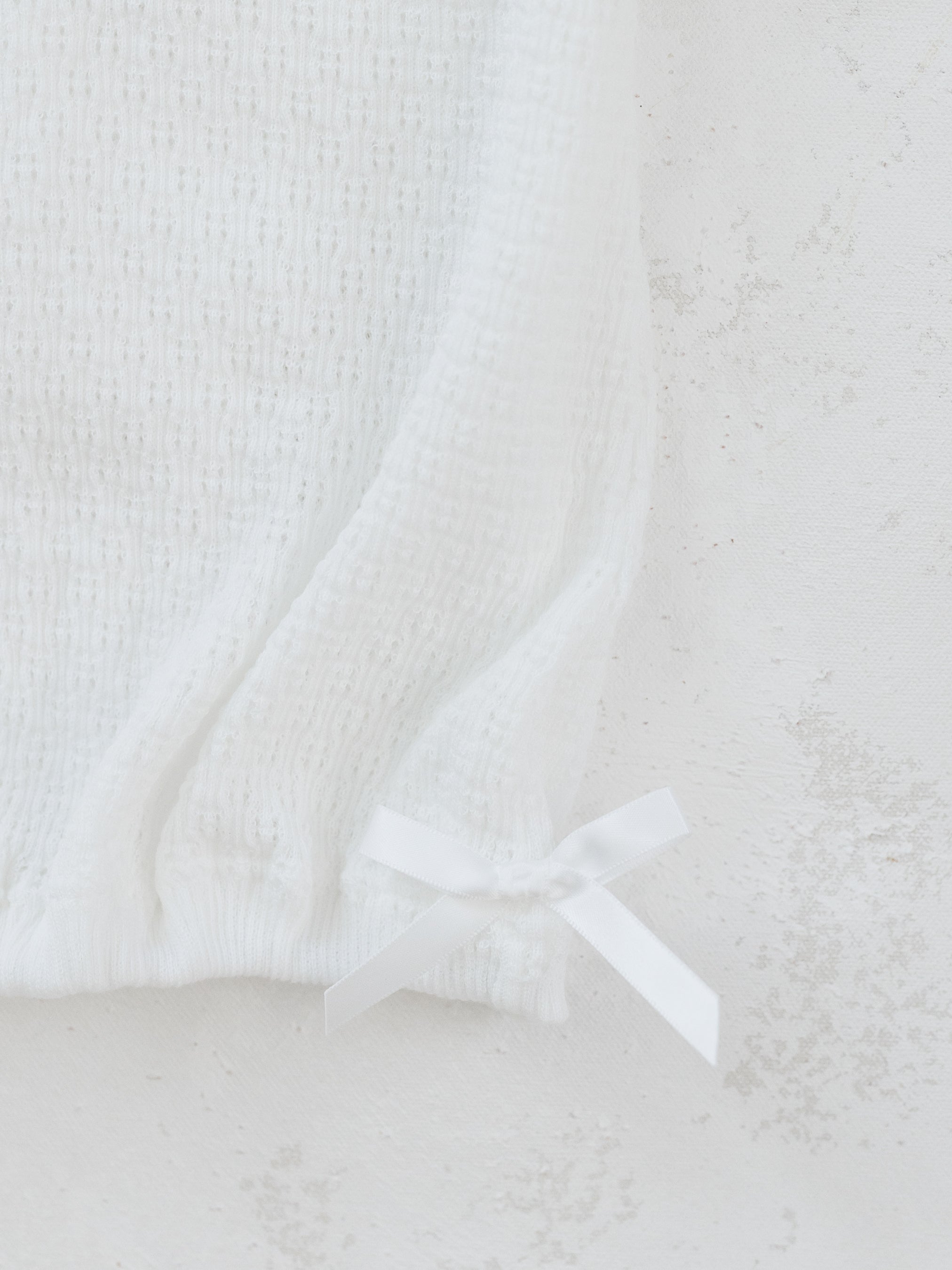 Paty Knit Overlap Shoulder Gown in White