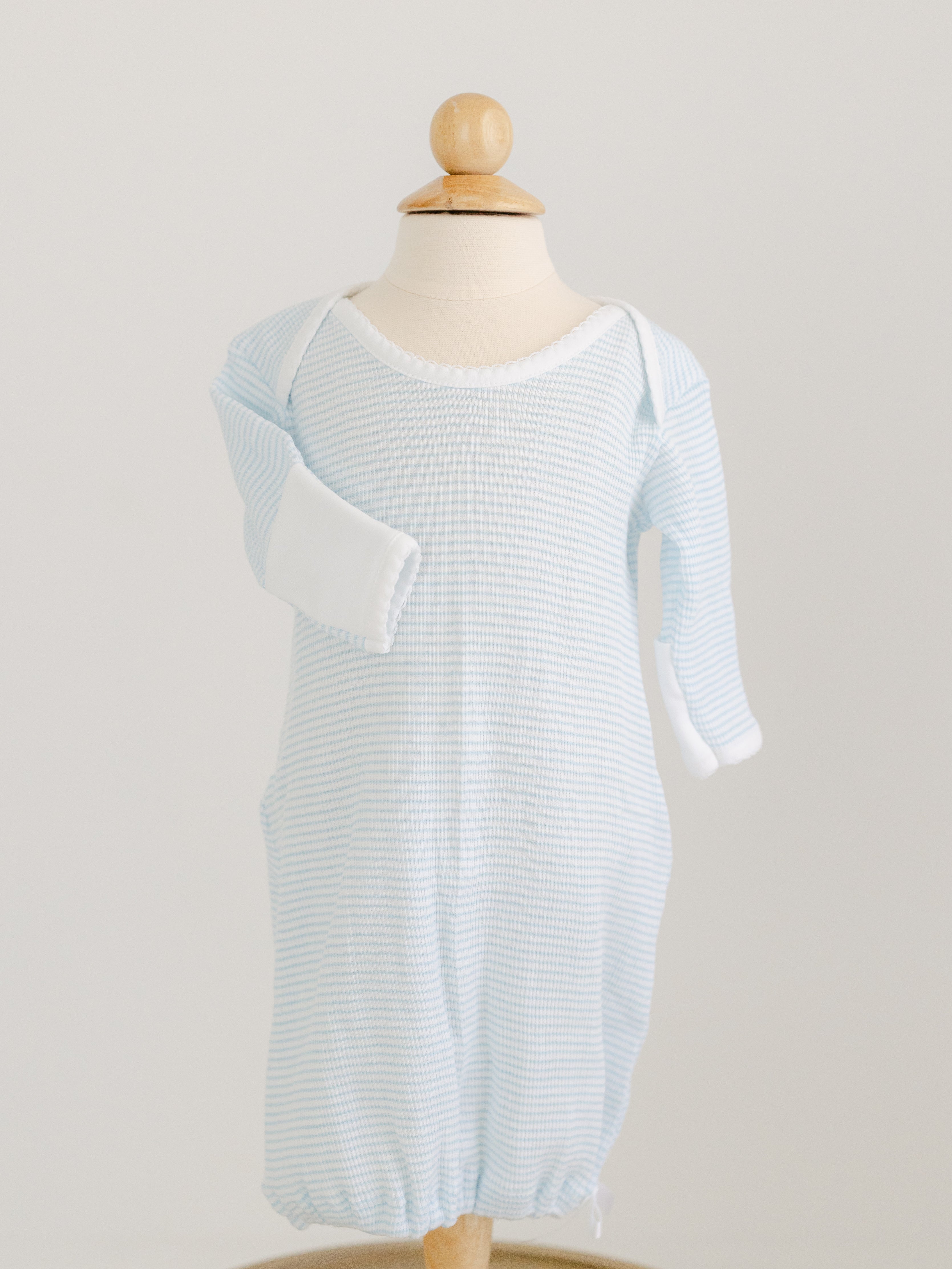 Blue LS Rib Knit Lap Shoulder Gown