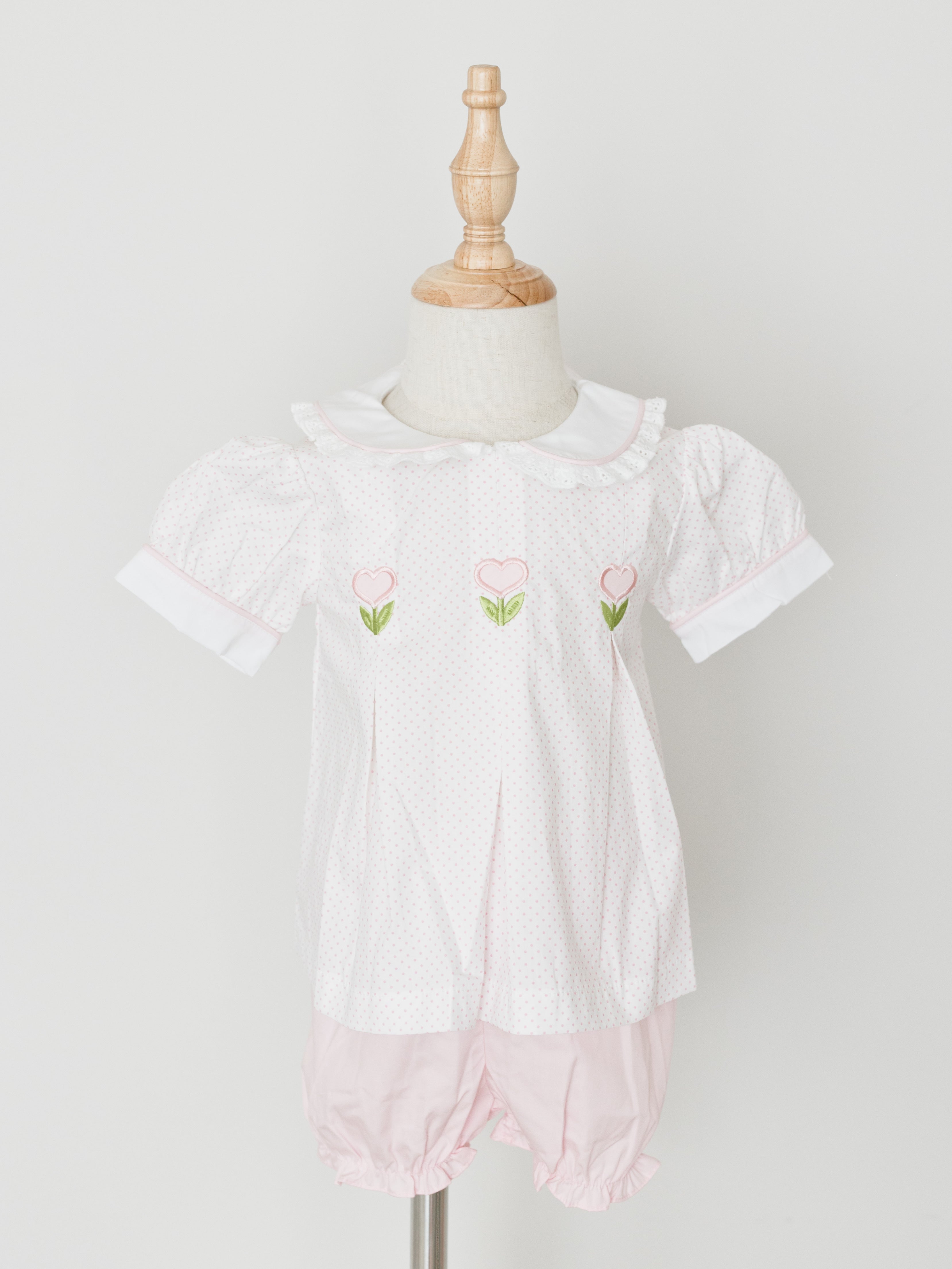 Belle Rose Bloomer Set - Pink Bitty Dots / Tulip