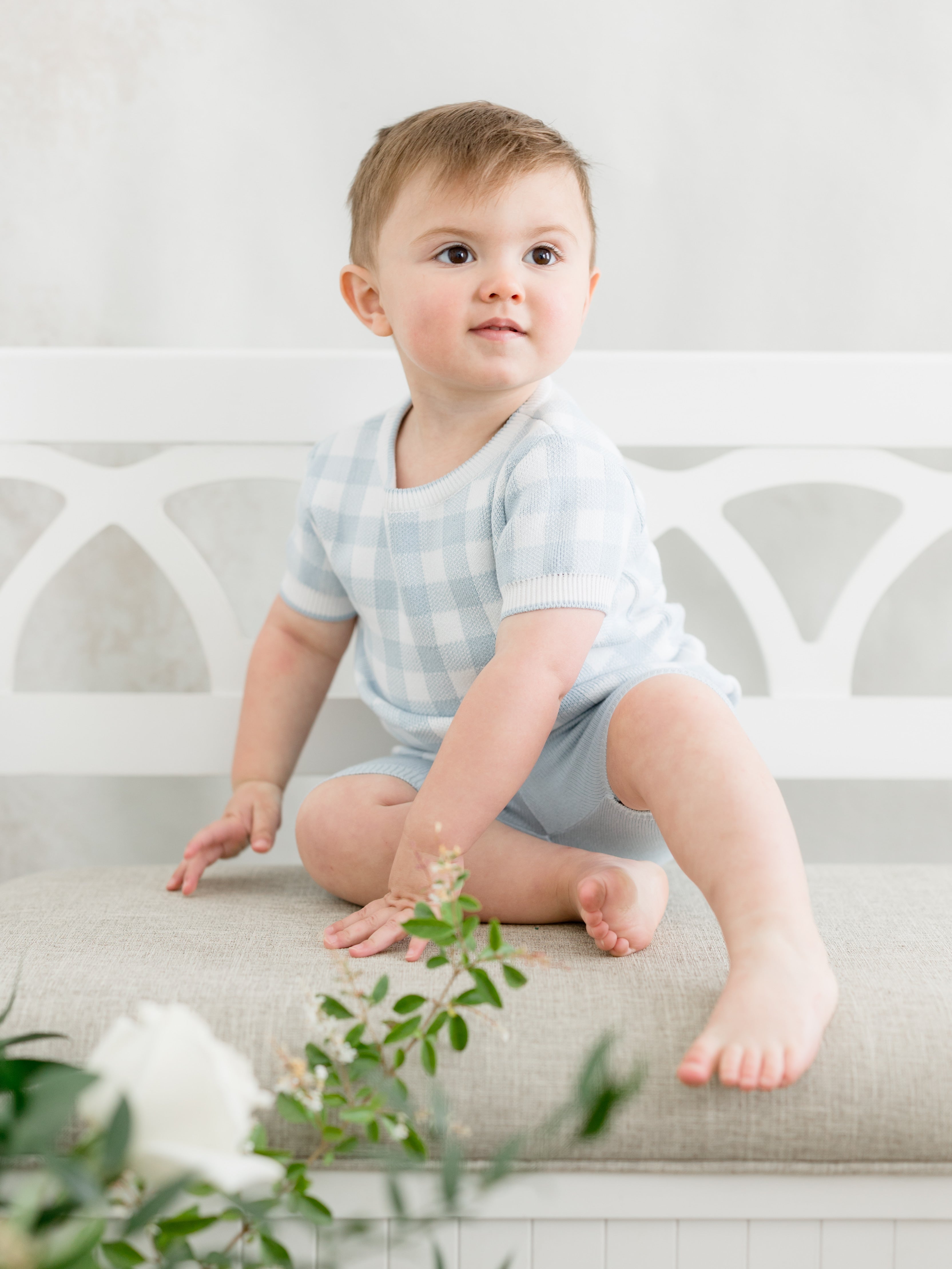 Feltman Brothers Powder Blue Gingham Knit Set