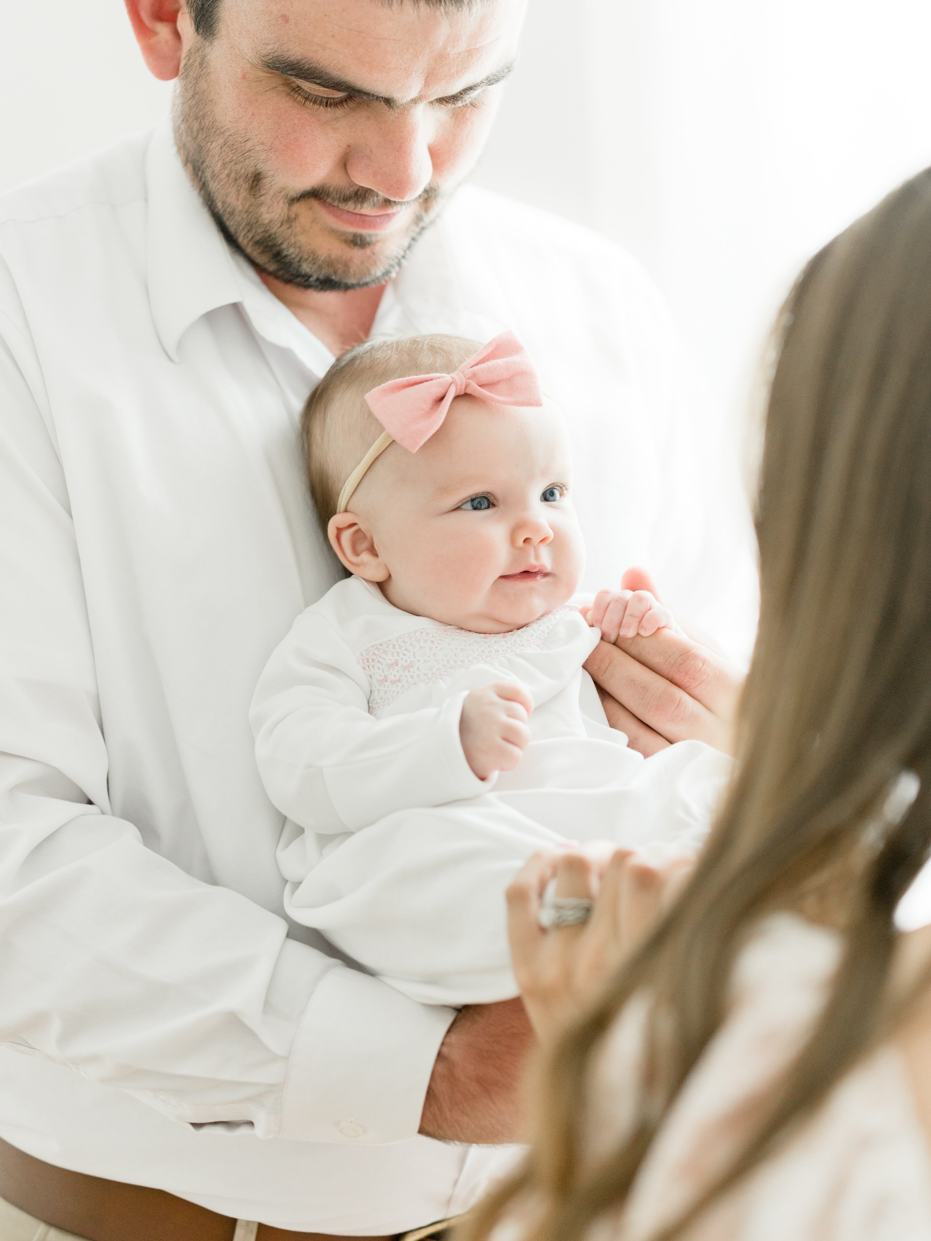 Nella Pima White / Pink Smocked Gown