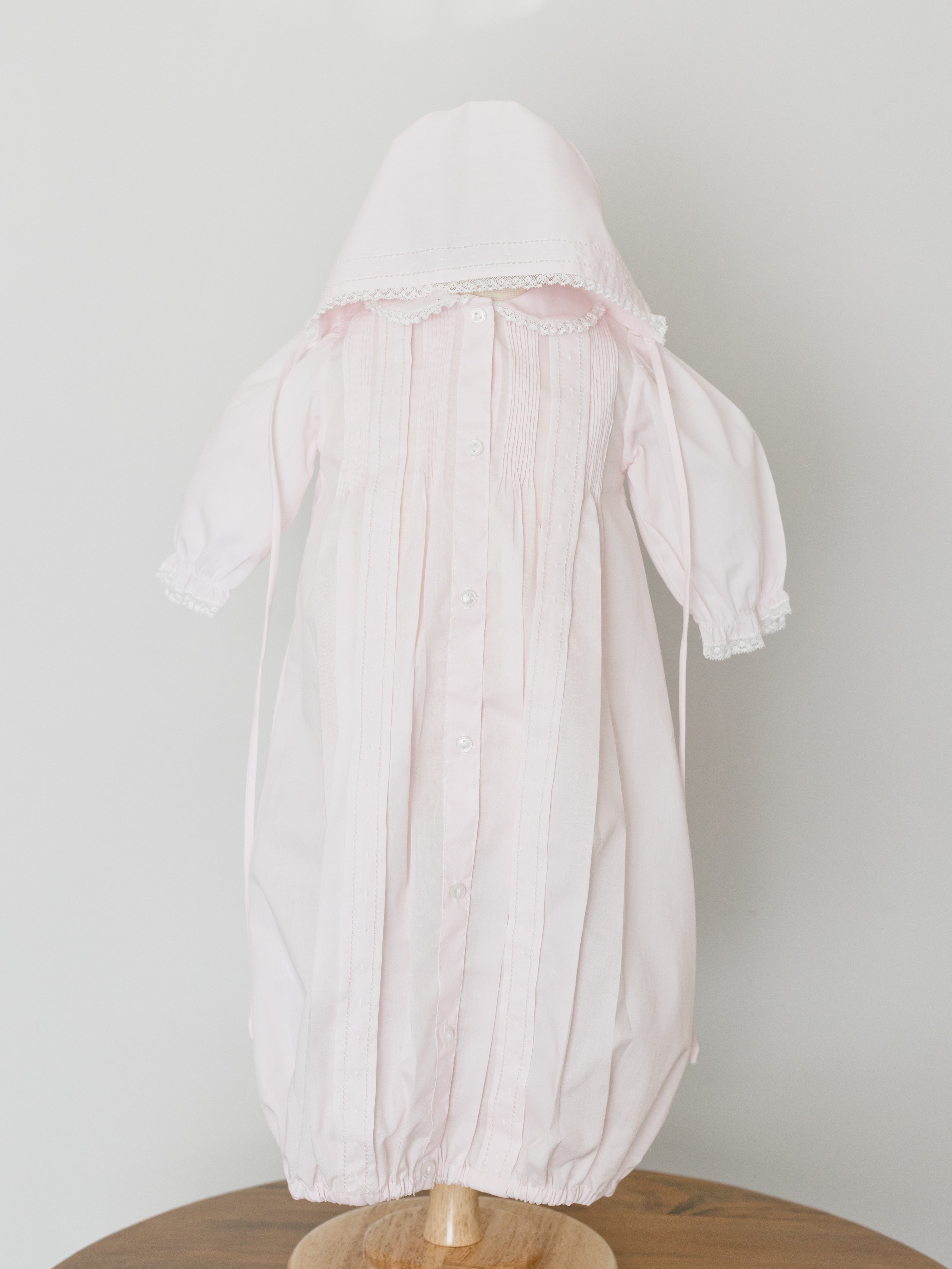Feltman Brothers Girls Dot Take Me Home Gown And Hat- Pink