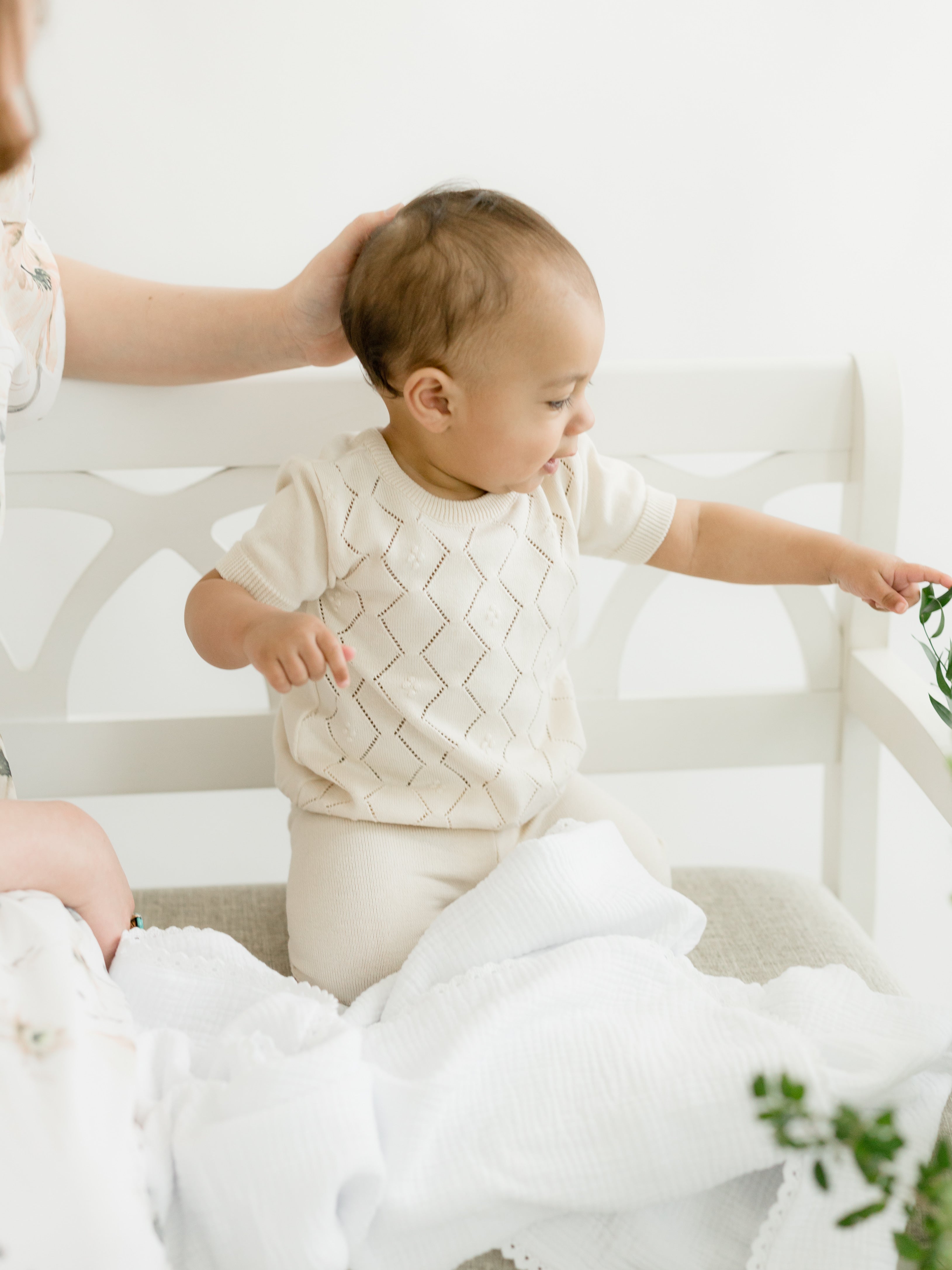 Feltman Brothers Boys Eyelet Knit Set - Ecru