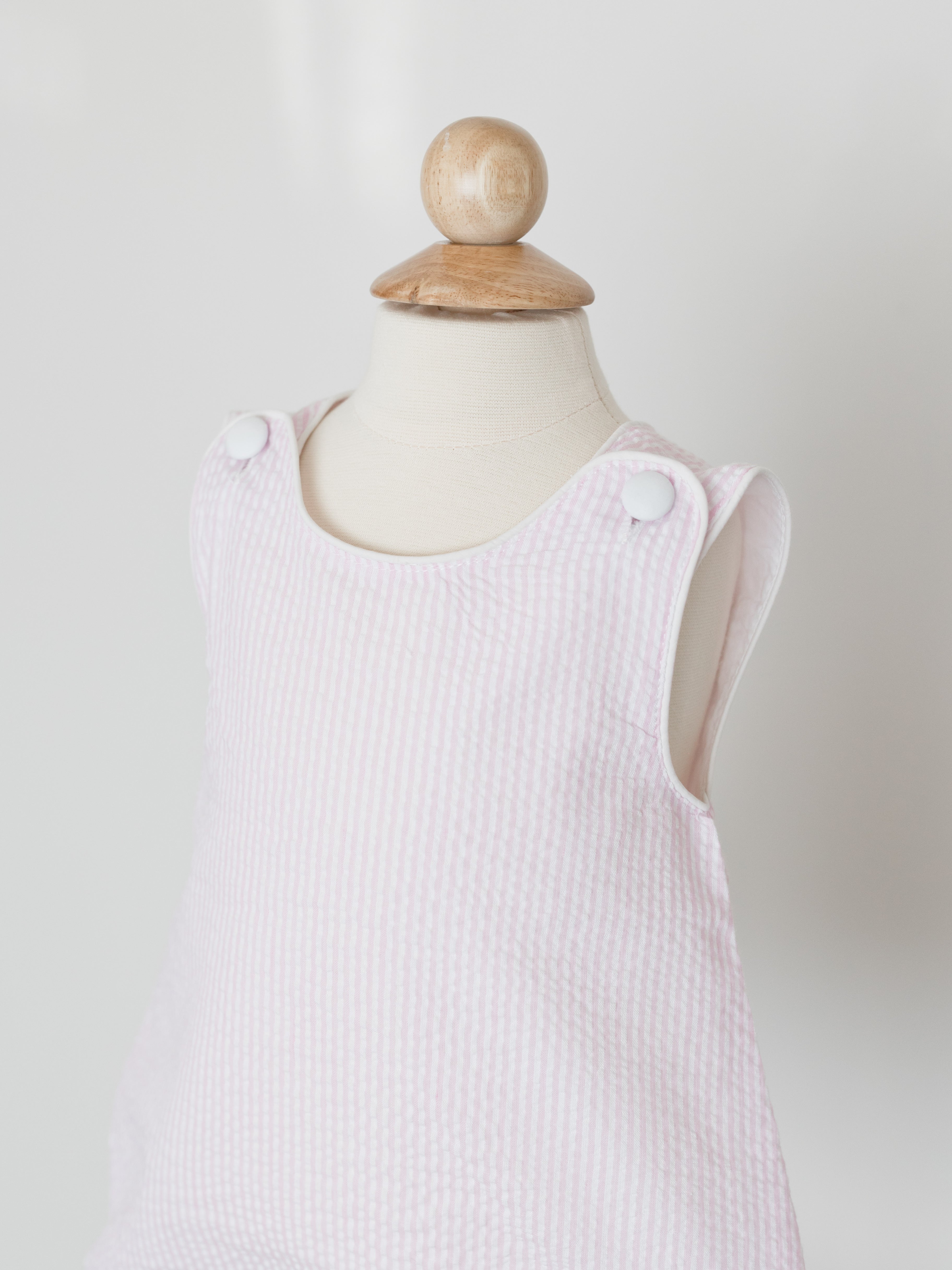 Classic Pink Seersucker Bubble Romper