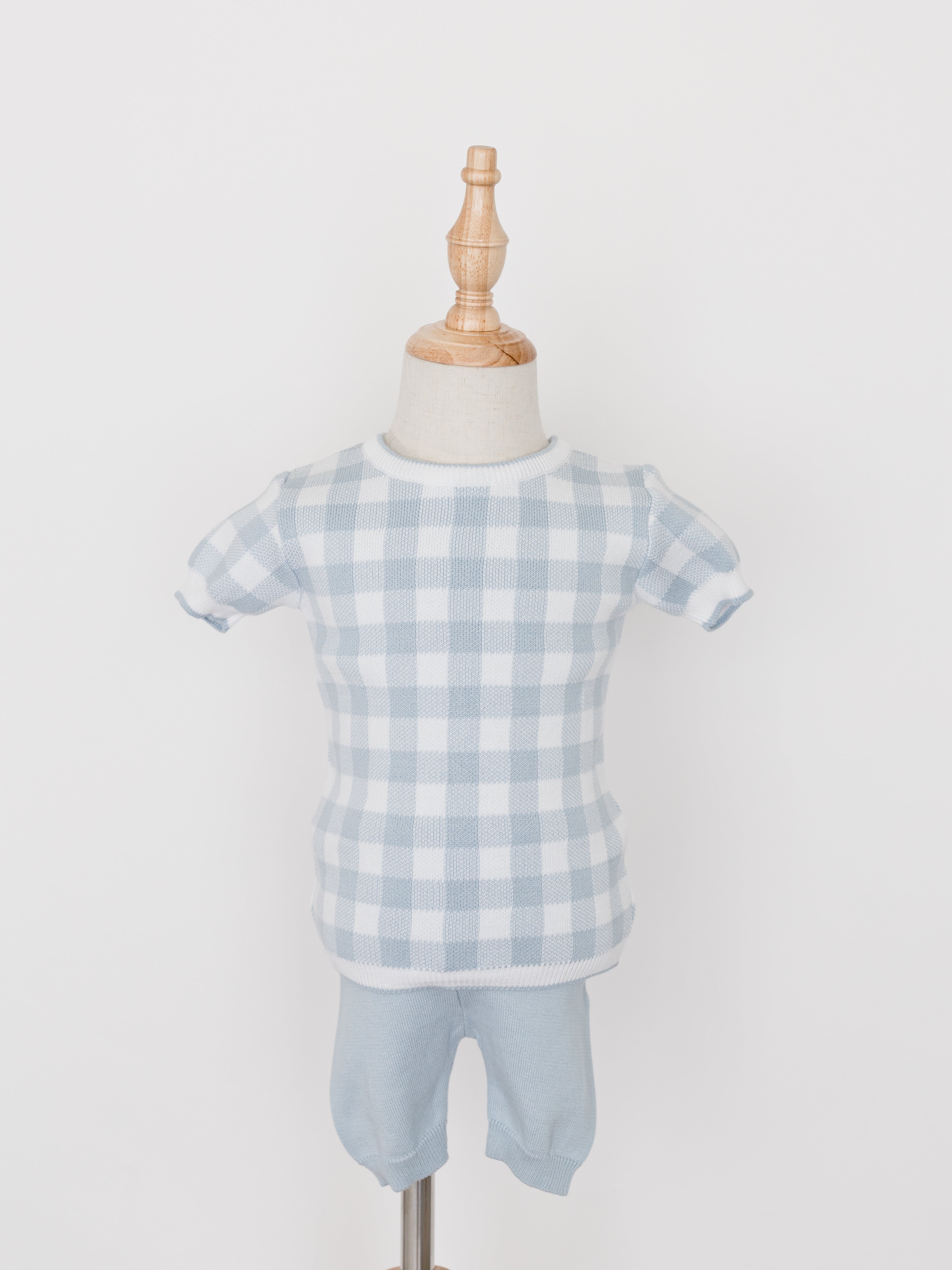 Feltman Brothers Powder Blue Gingham Knit Set