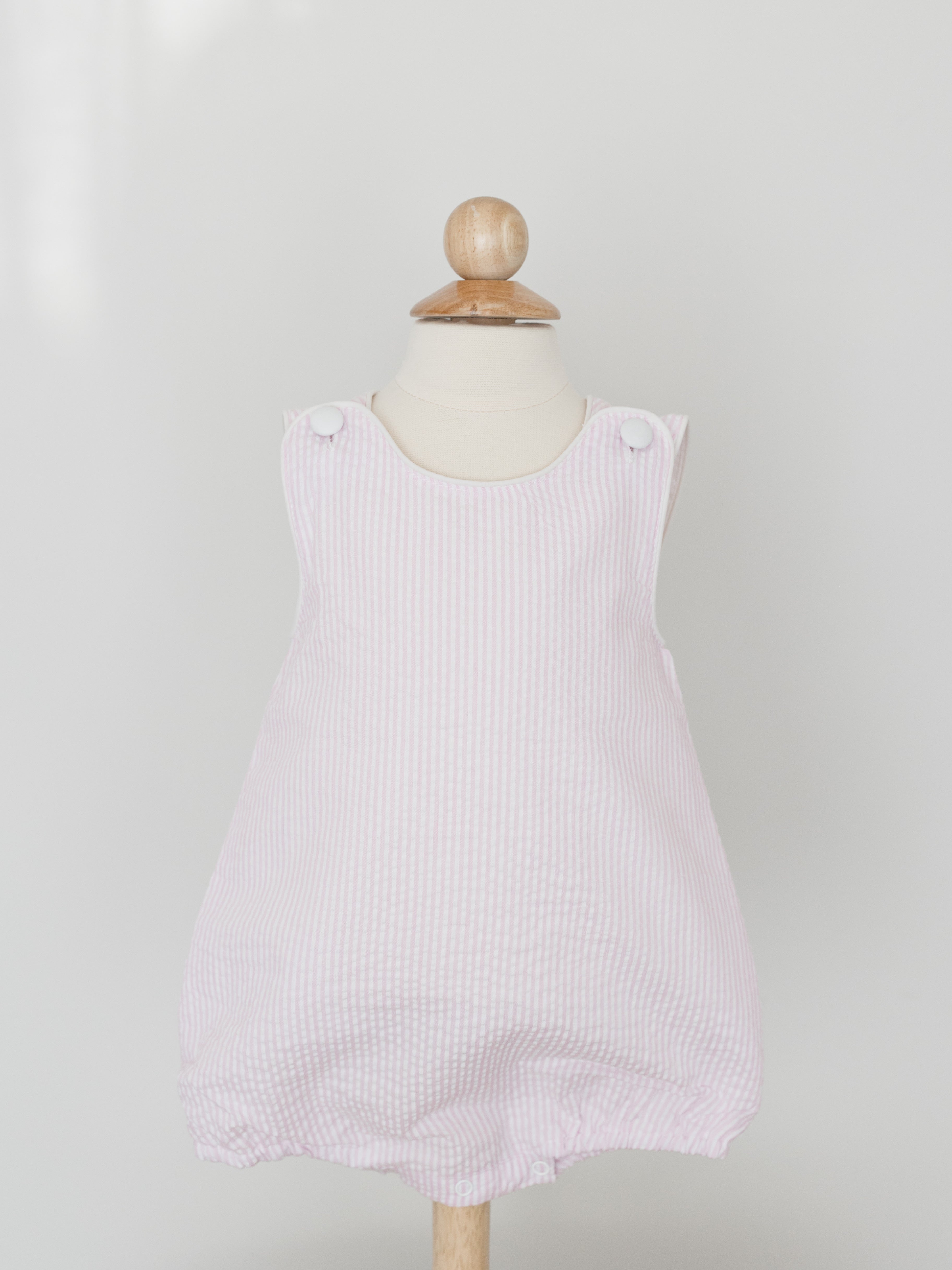 Classic Pink Seersucker Bubble Romper