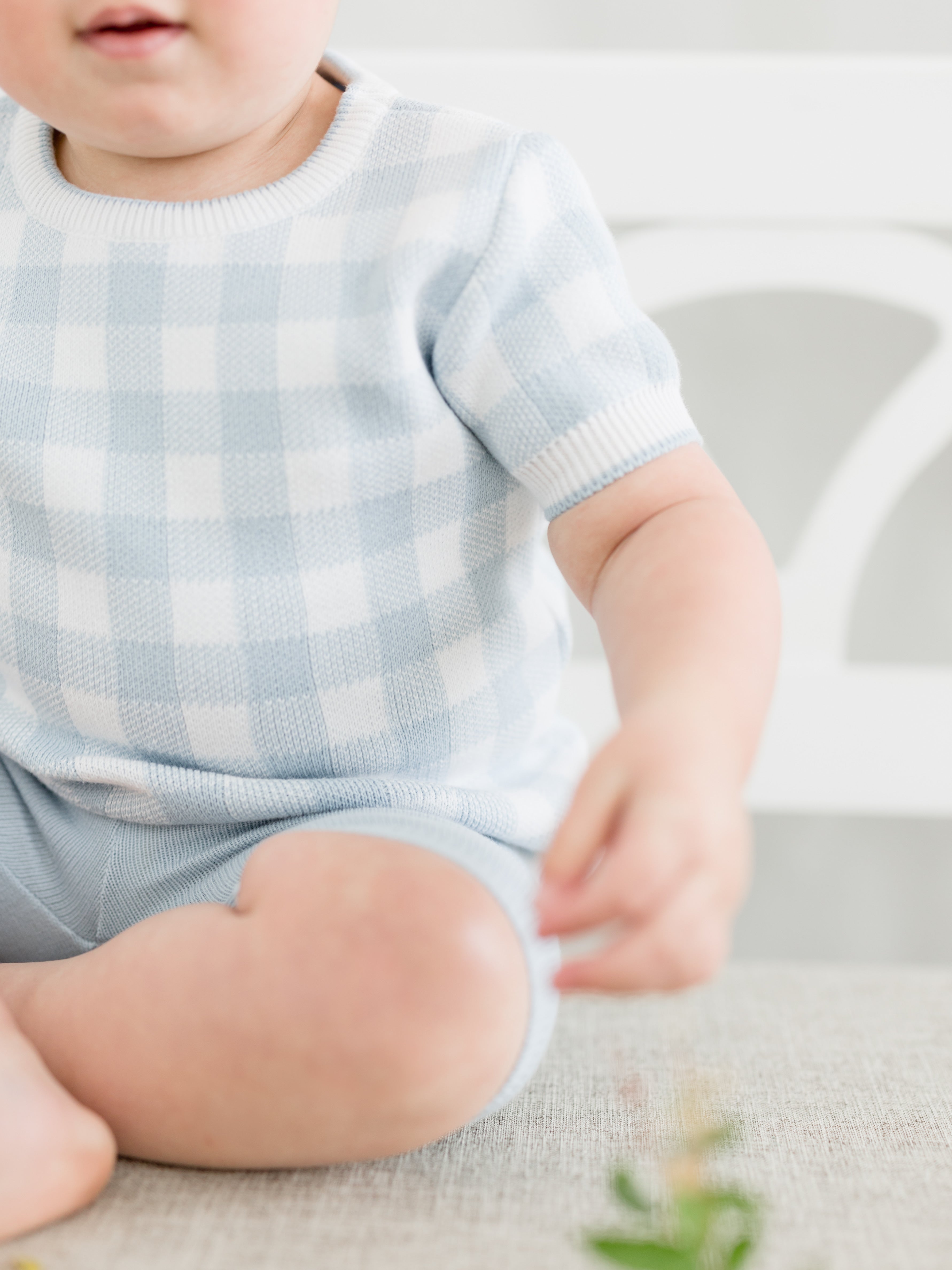 Feltman Brothers Powder Blue Gingham Knit Set