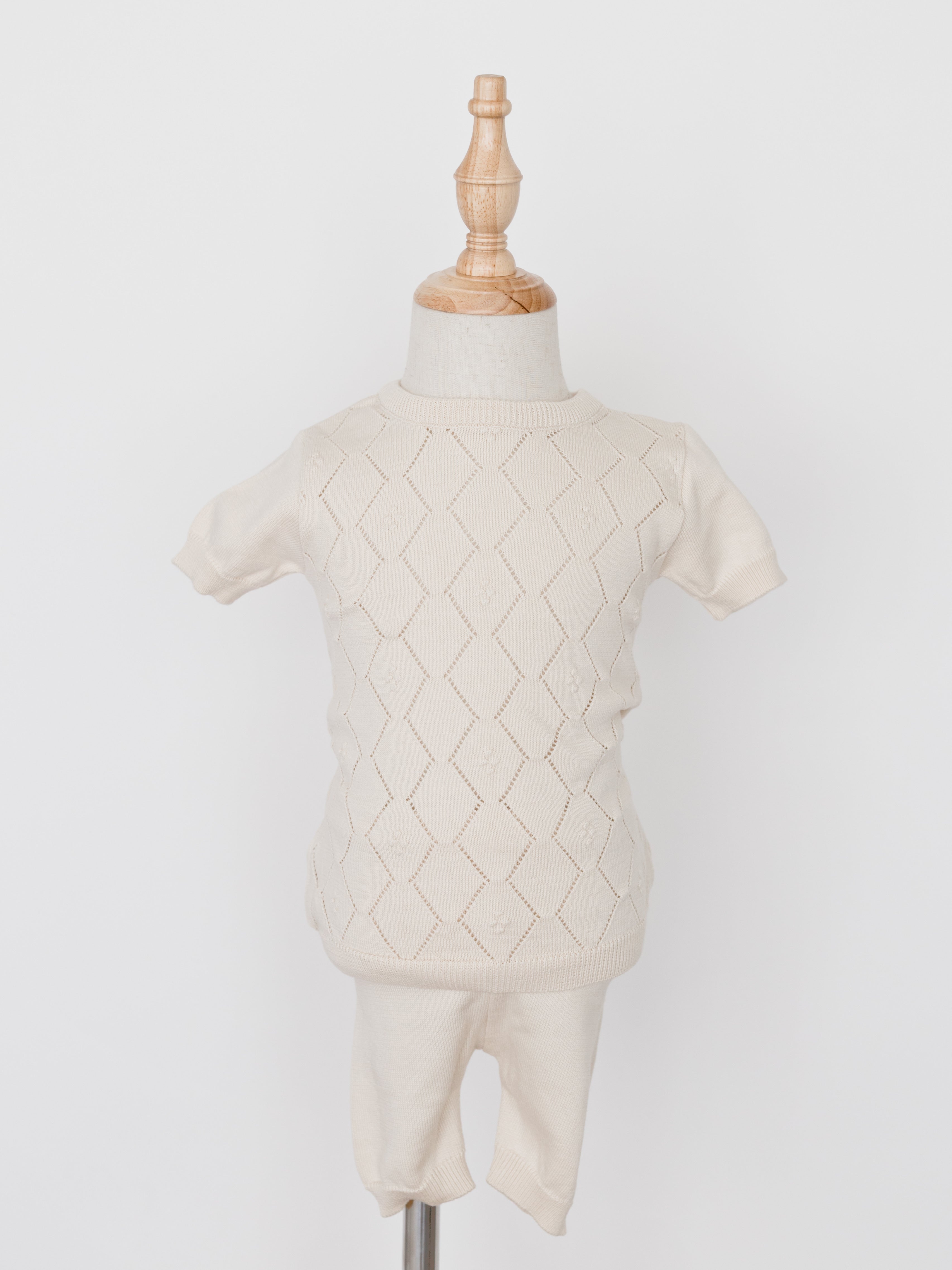 Feltman Brothers Boys Eyelet Knit Set - Ecru