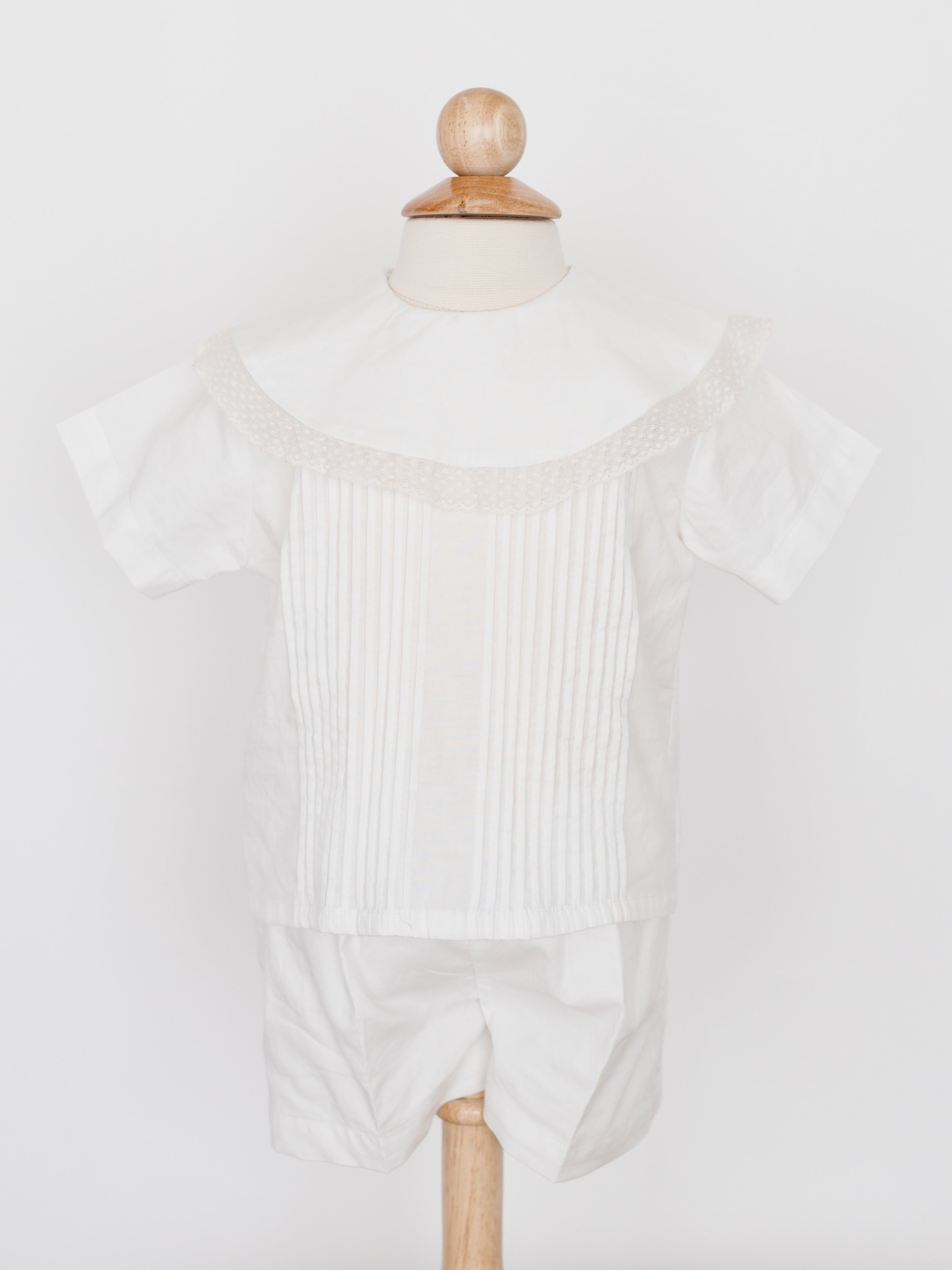 Remember Nguyen Holt Boy Short Set - White with Ecru Lace