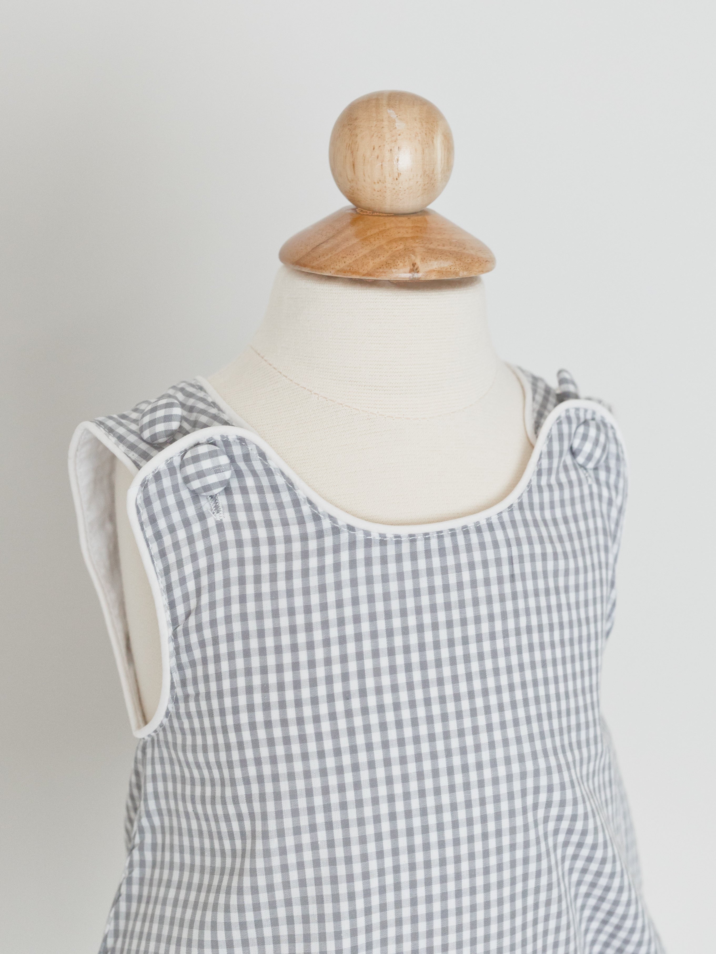 Classic Gray Gingham Baby Bubble Romper
