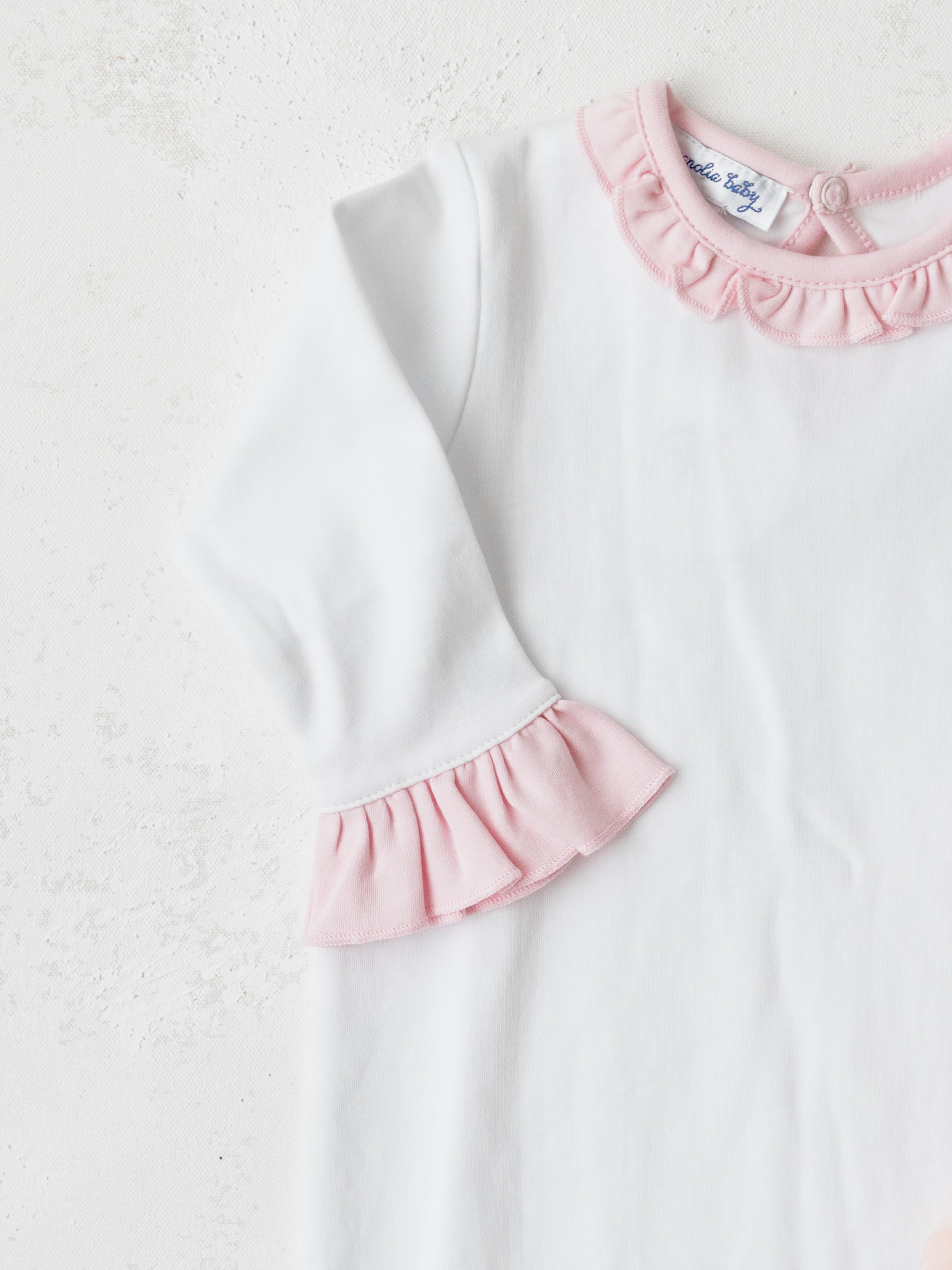 Magnolia Baby Pink and White Essentials Ruffle Playsuit