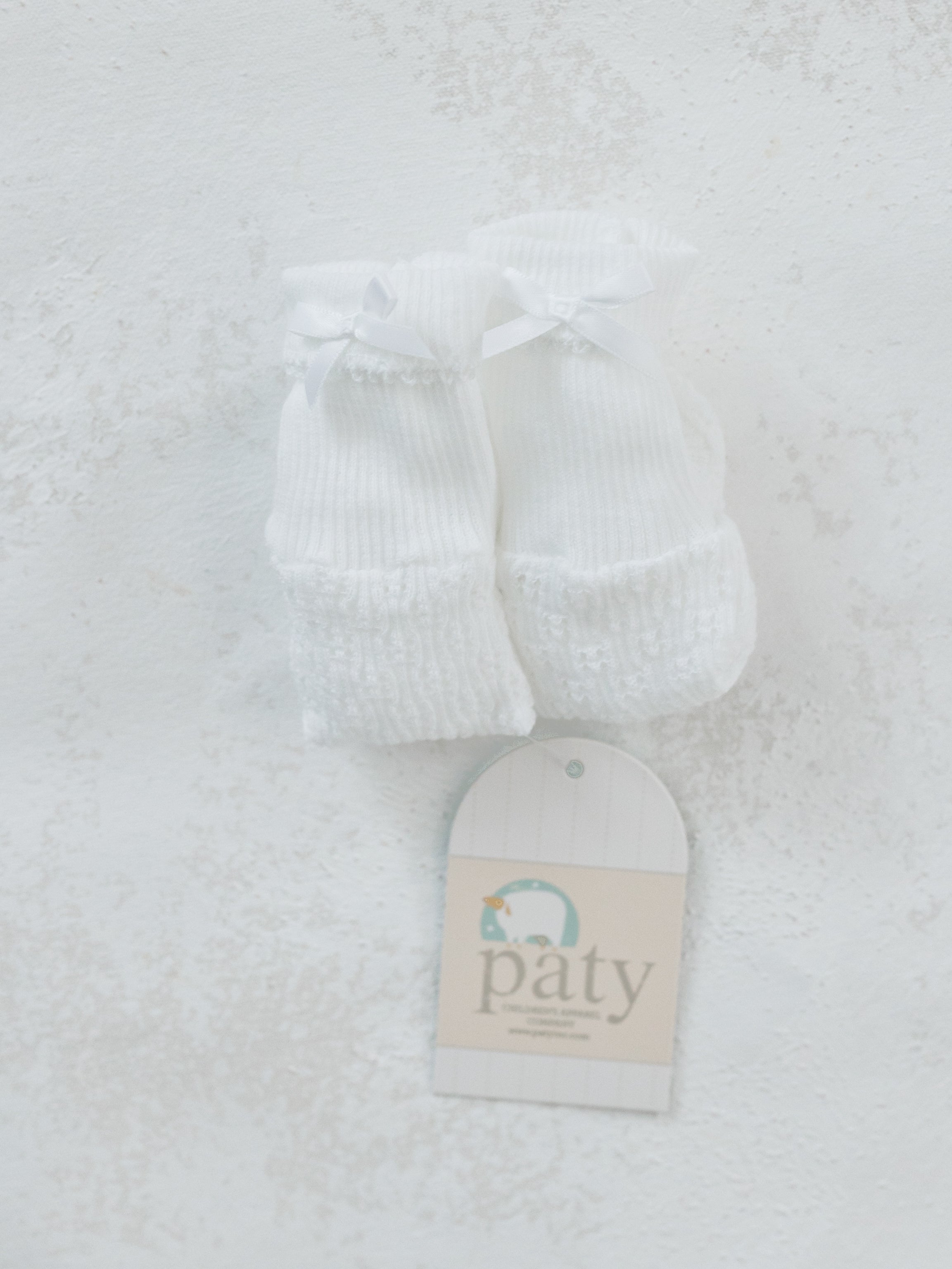 White Booties W/ Bow