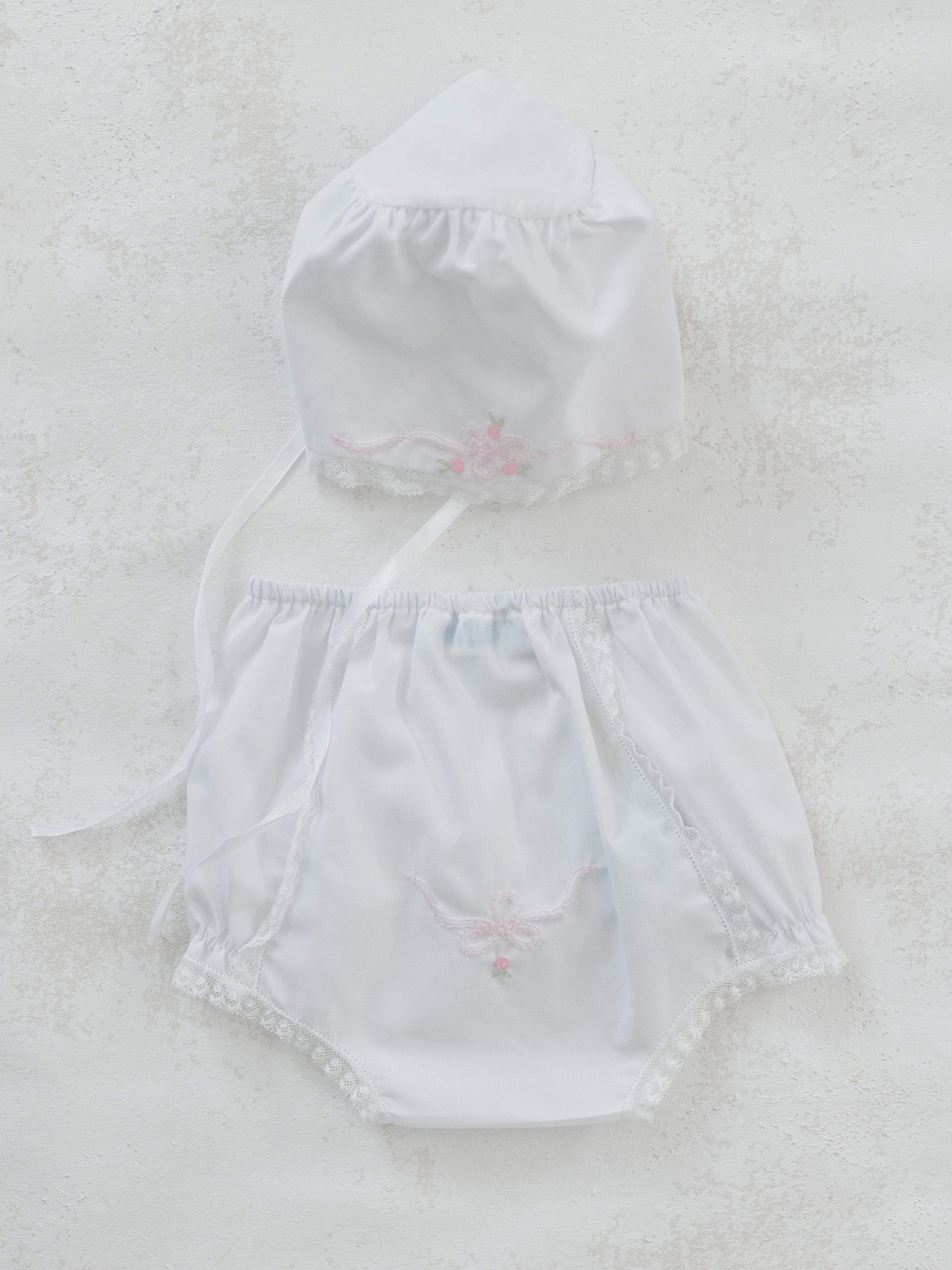 White Vintage Bow Collection Diaper Cover
