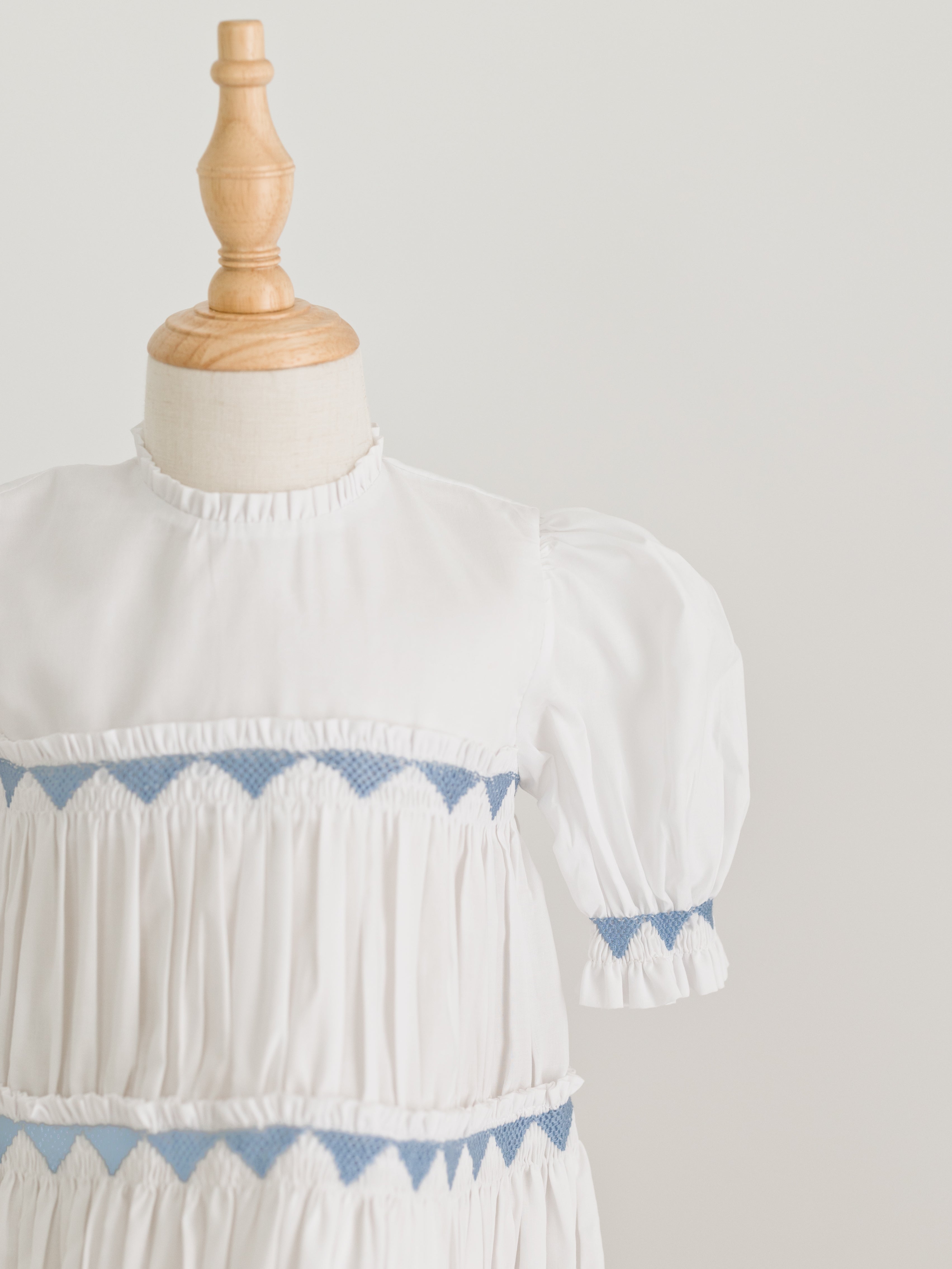 White Triangle Smocked Tiered Dress