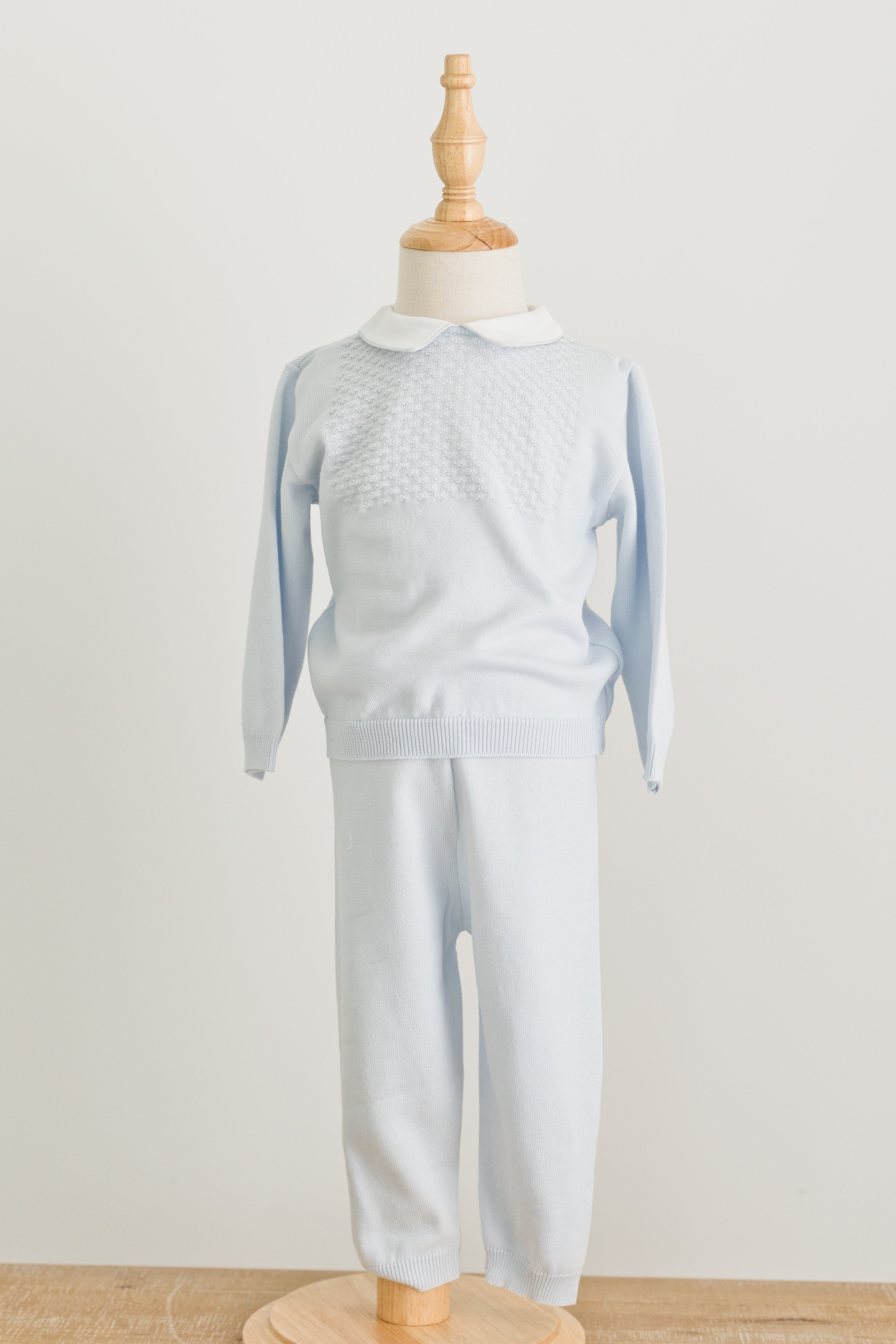 Boys Pique Collar Diamond Knit 2-Piece with Hat