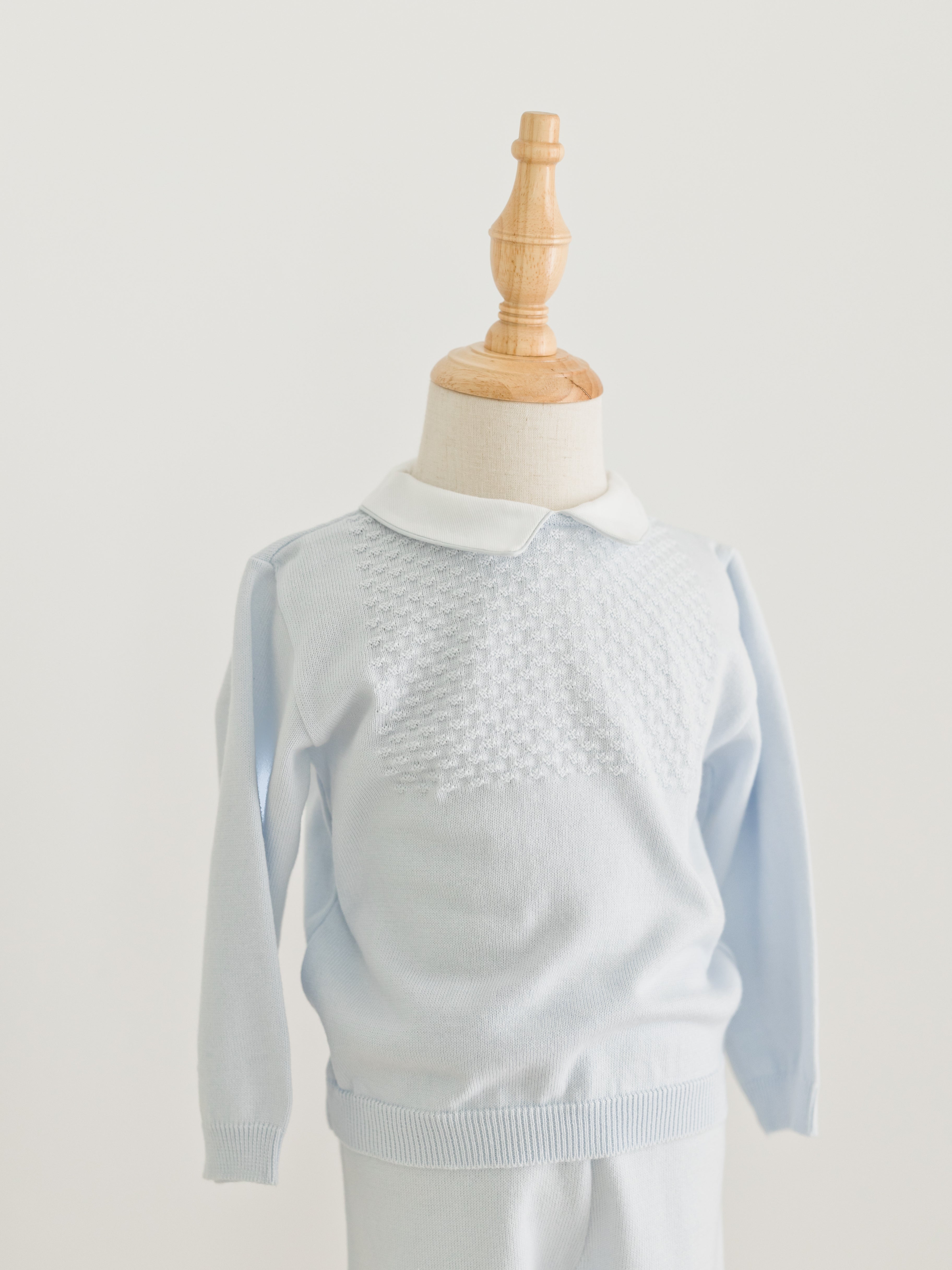 Boys Pique Collar Diamond Knit 2-Piece with Hat