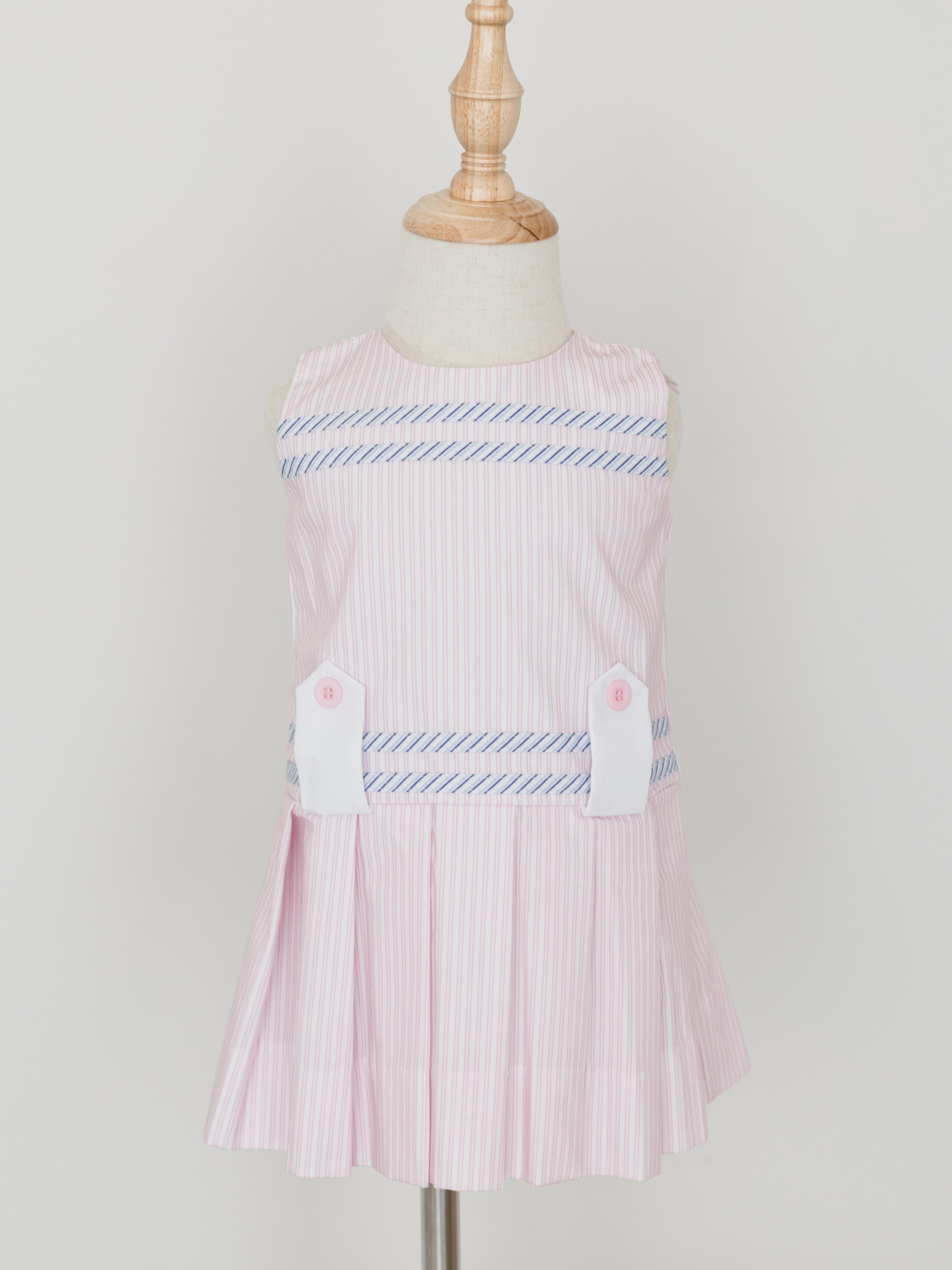 Lullaby Set Magnolia Dress - Pink / Blue Pinstripe