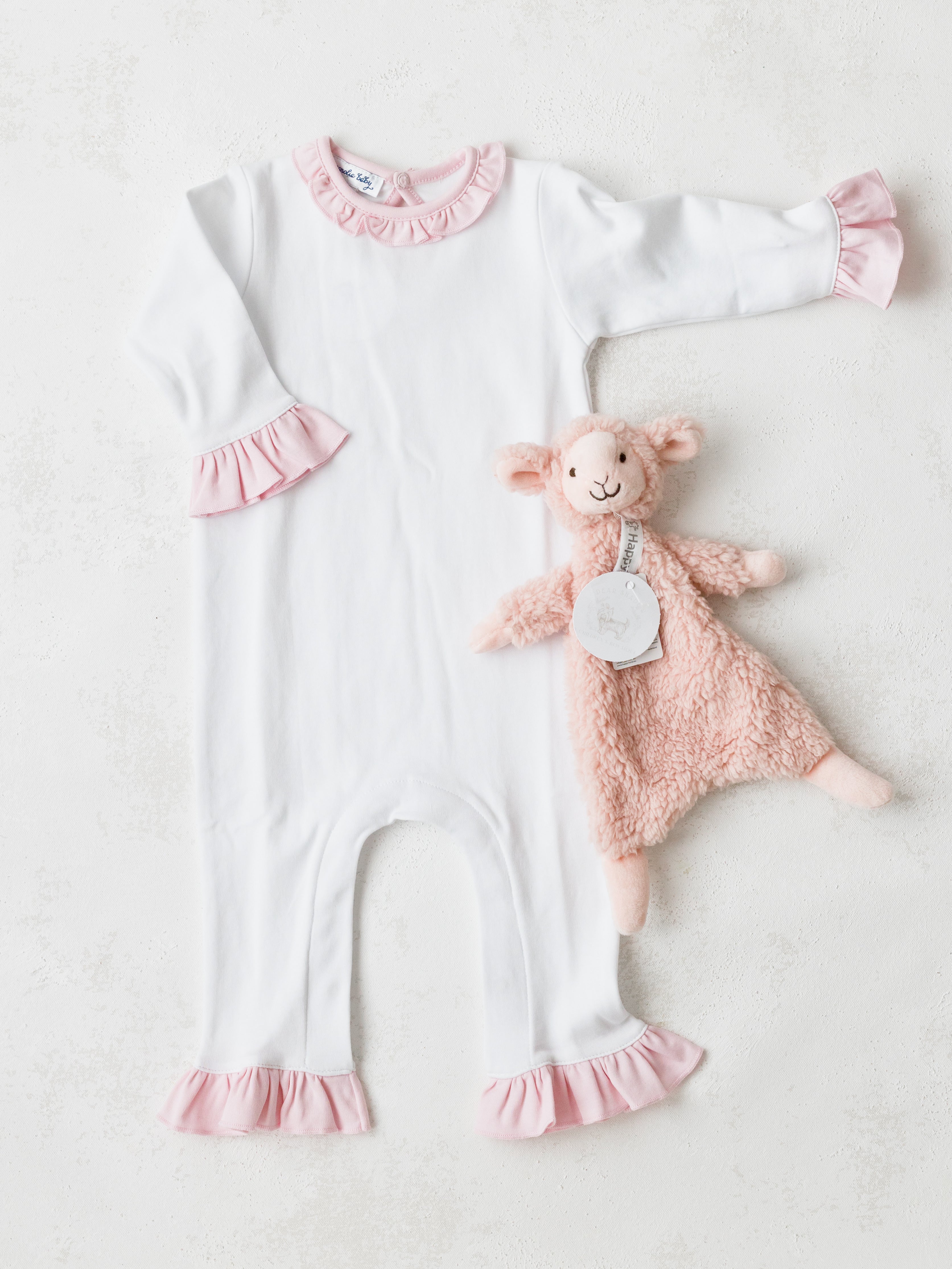 Magnolia Baby Pink and White Essentials Ruffle Playsuit