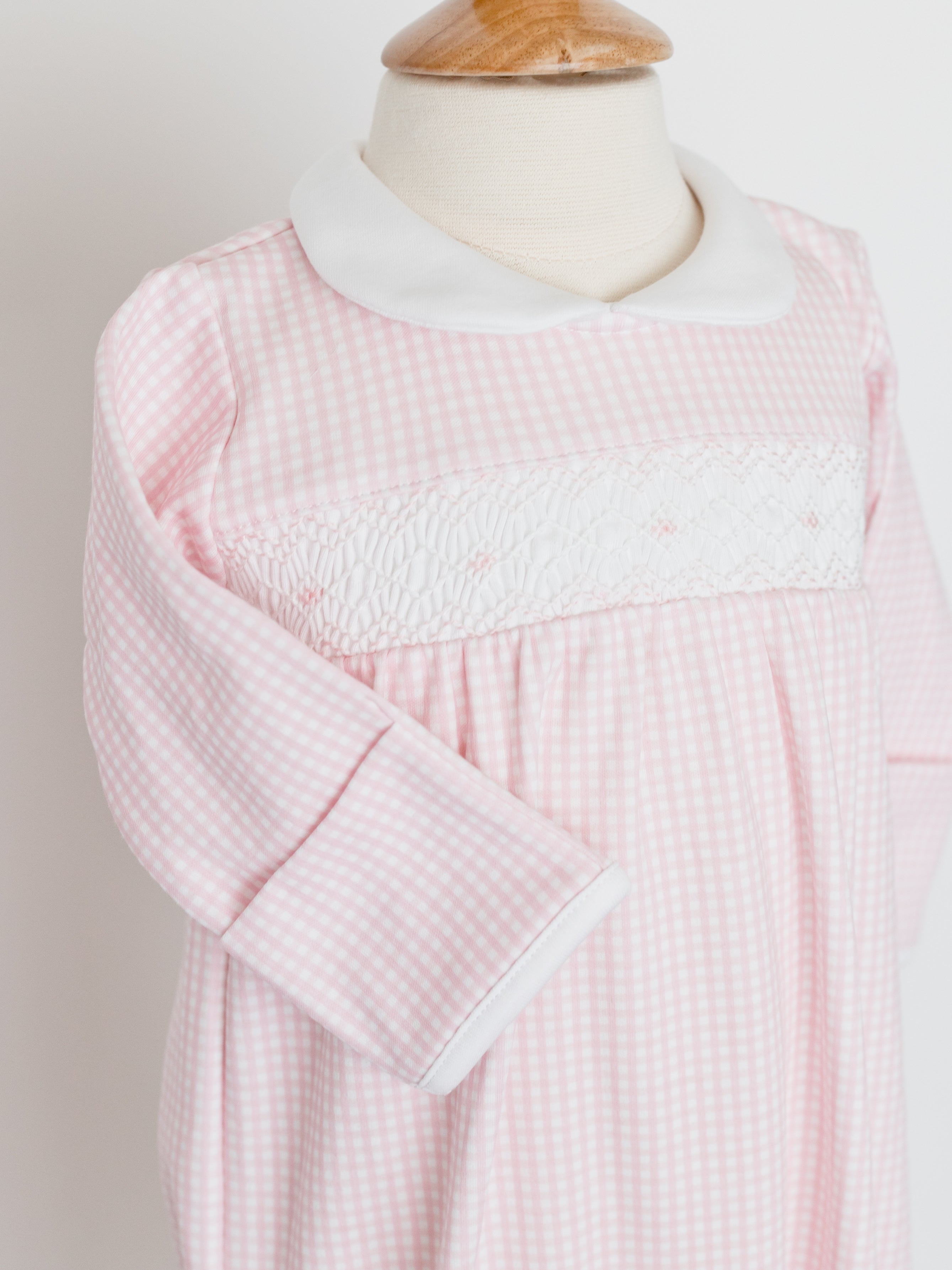Nella Pima Pink Gingham Baby Gown