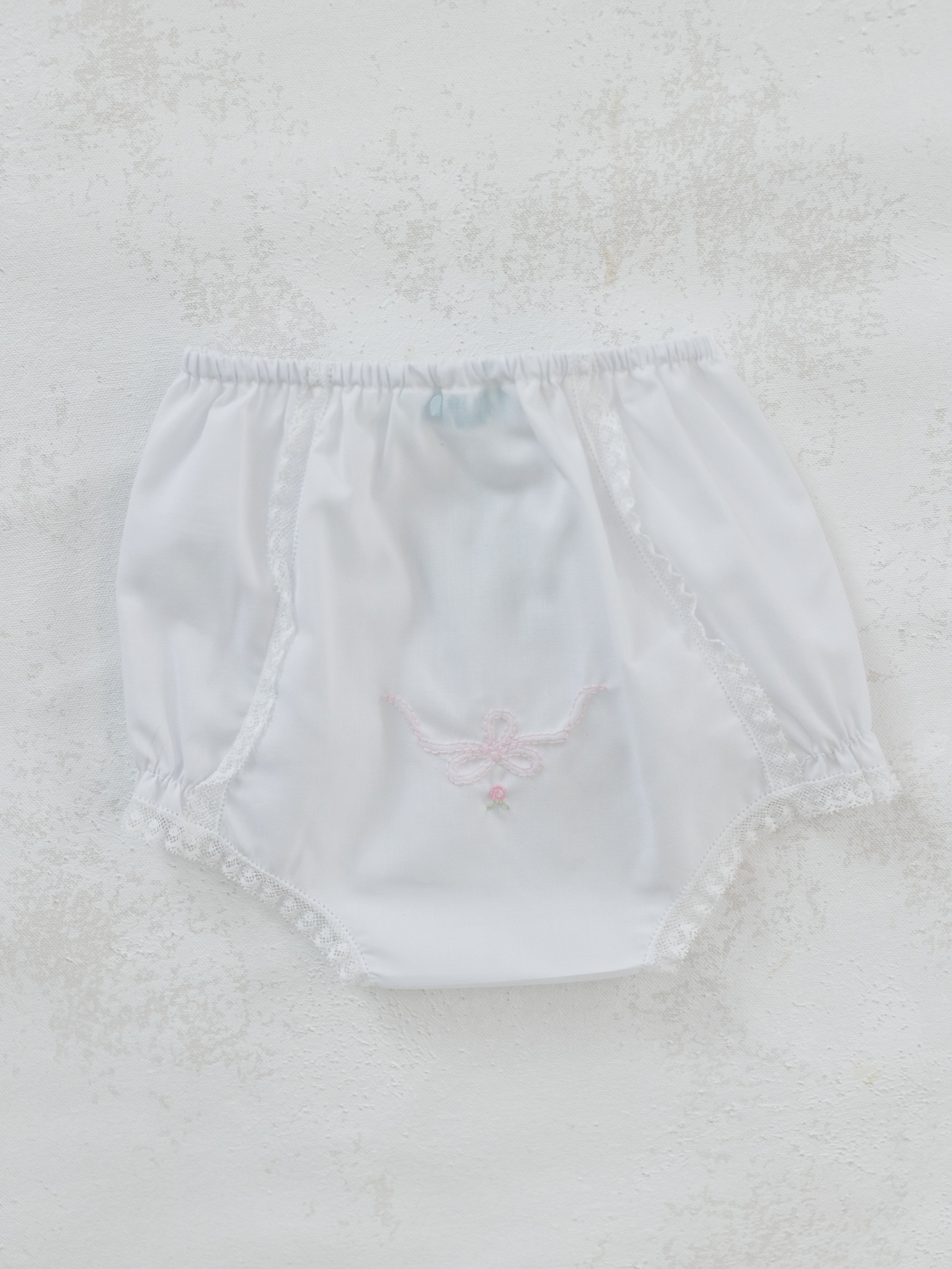 White Vintage Bow Collection Diaper Cover
