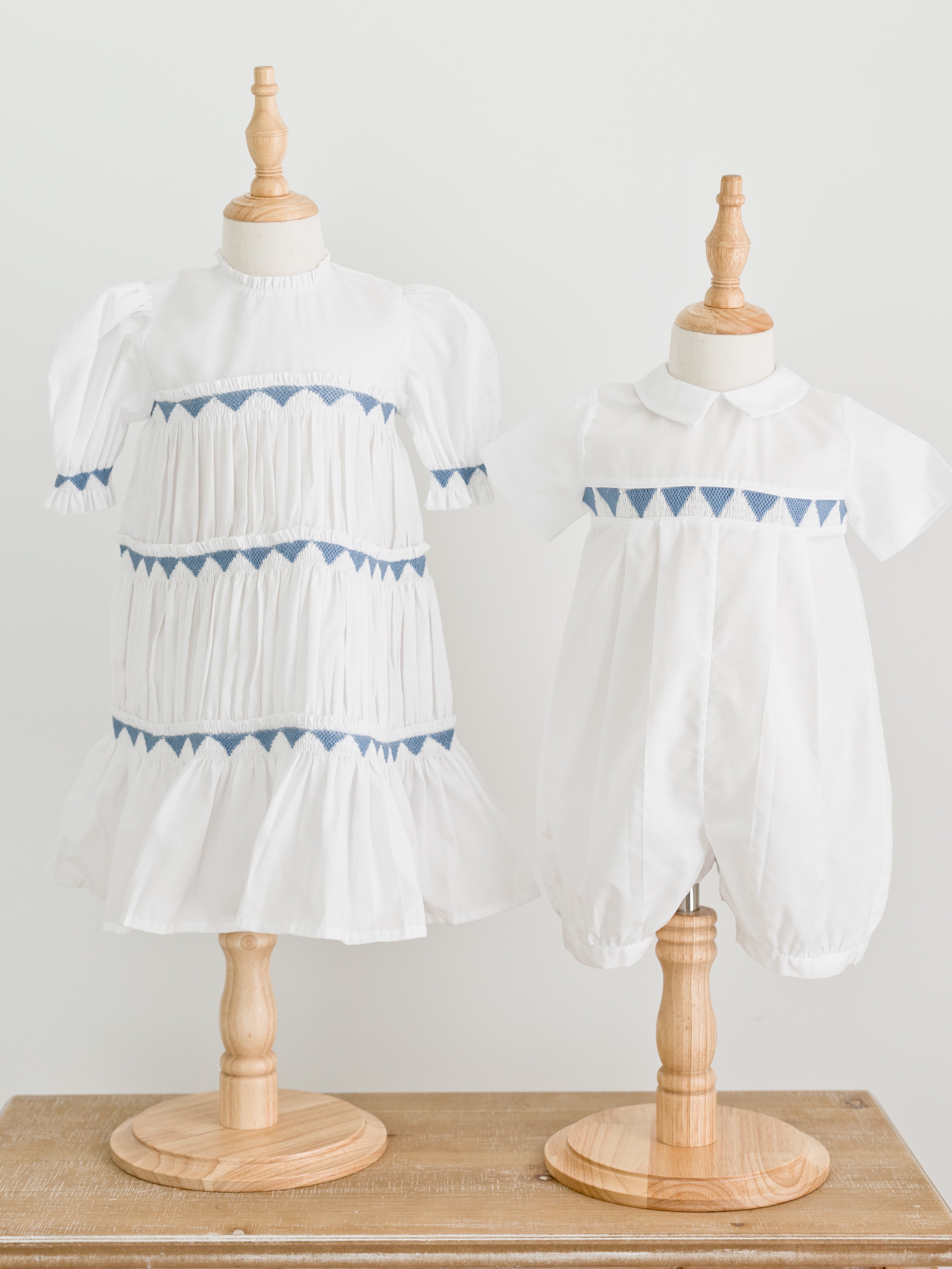 White Triangle Smocked Tiered Dress